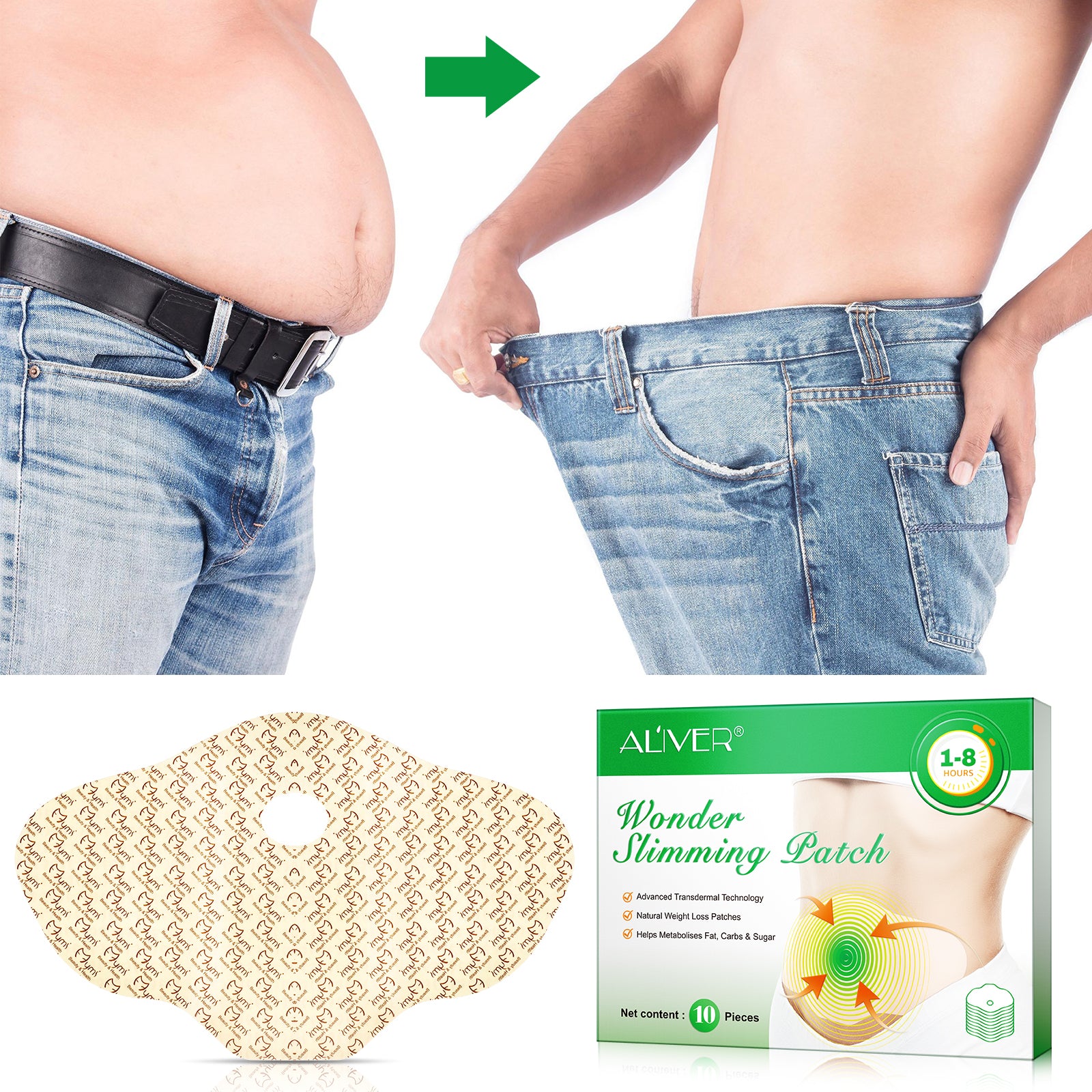 ALIVER Wonder Belly Slimming Patches, 10pcs