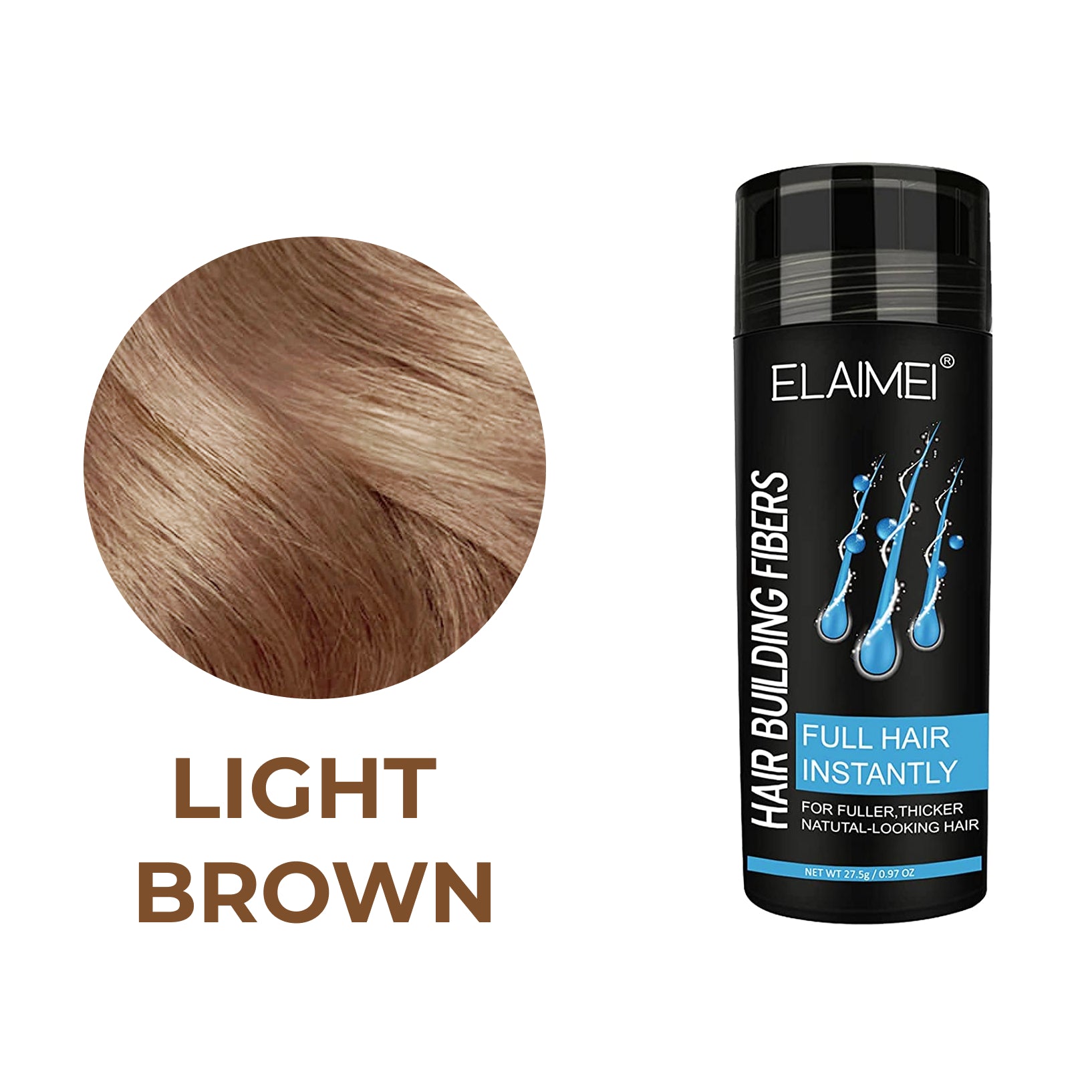 ELAIMEI Hair Loss Building Fibers, 27.5g (Light Brown)
