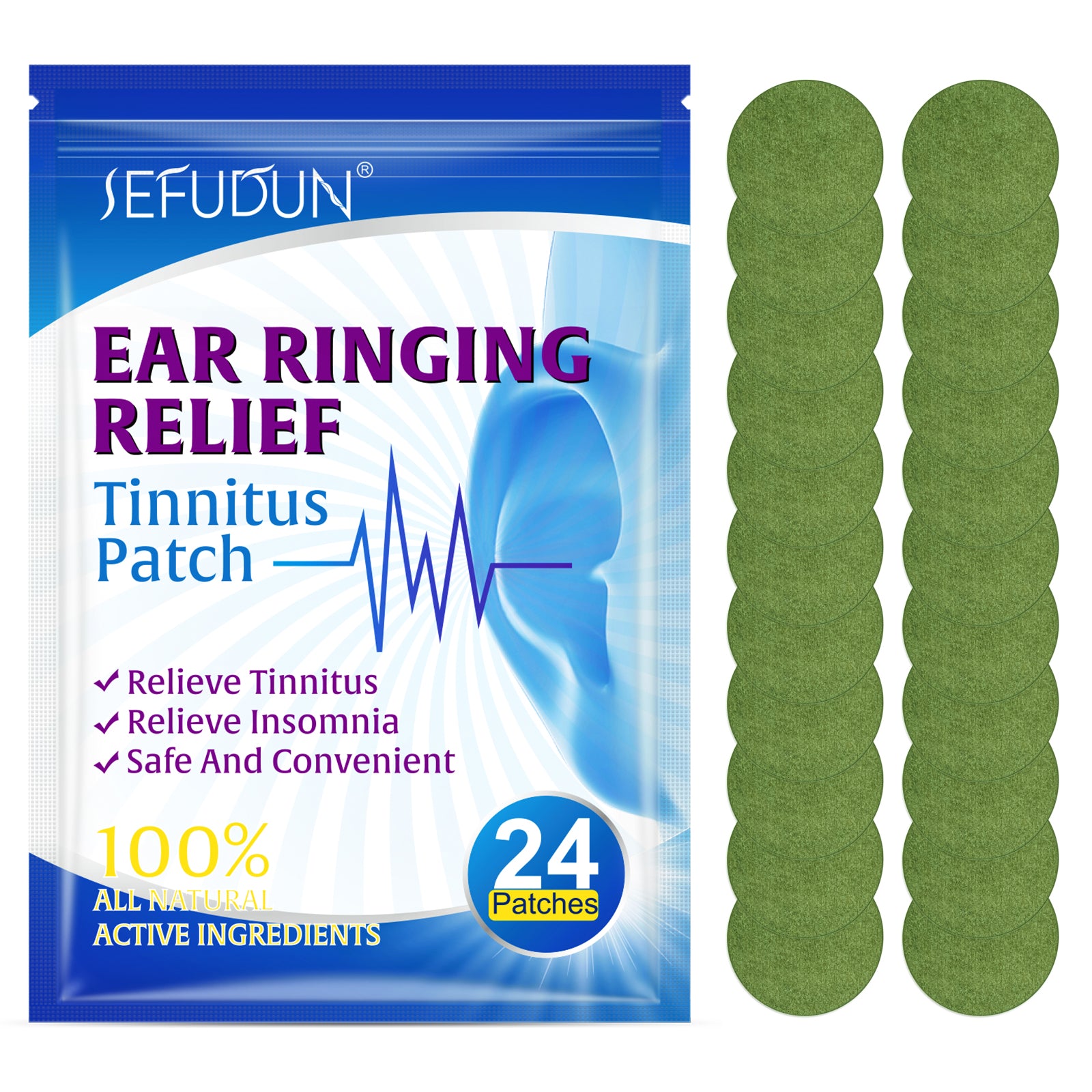 SEFUDUN Ear Ringing Relieving Patches, 24pcs