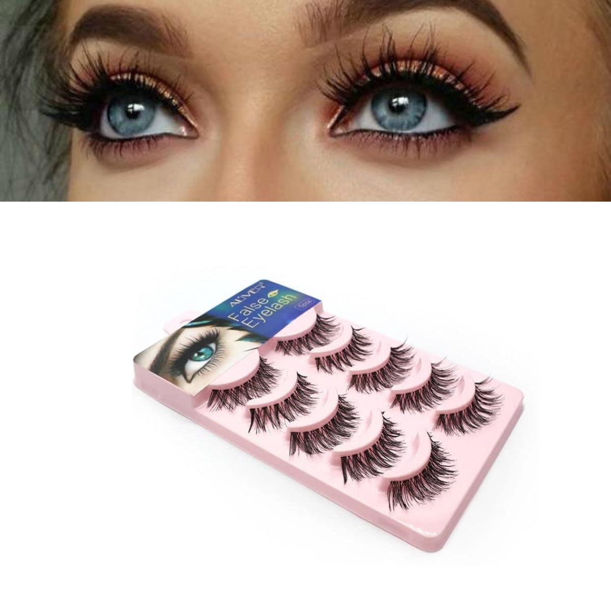 Aliver 5 Pairs Eyelashes 3D Mink Fake False Eye Lashes Natural Long Thick Makeup Cross Extension Handmade Wispy