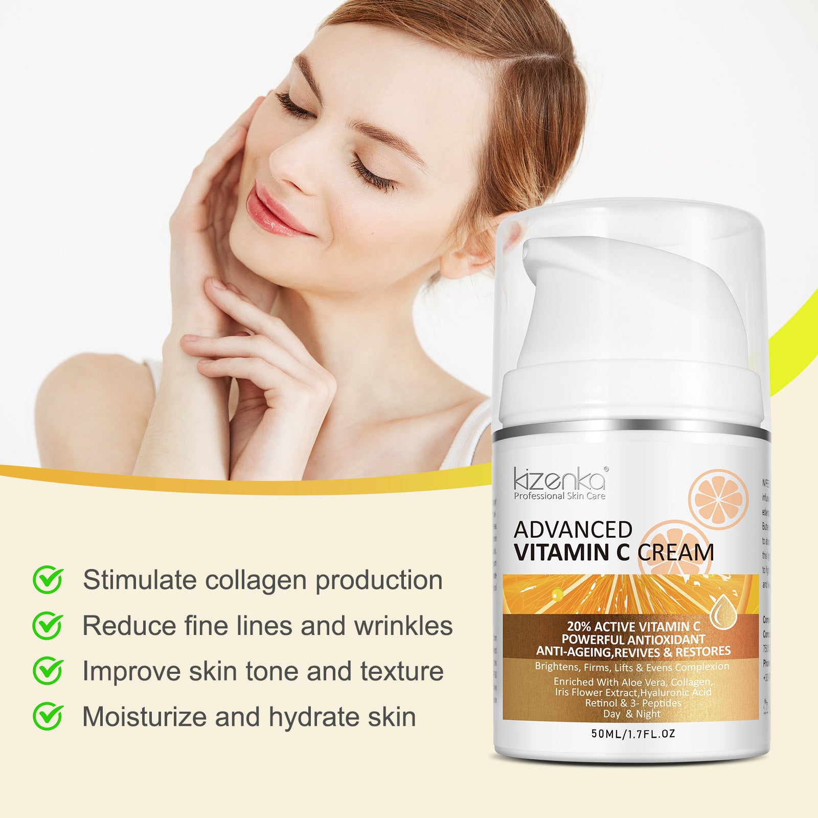 KIZENKA 20% Advanced Vitamin C Cream, 50ml