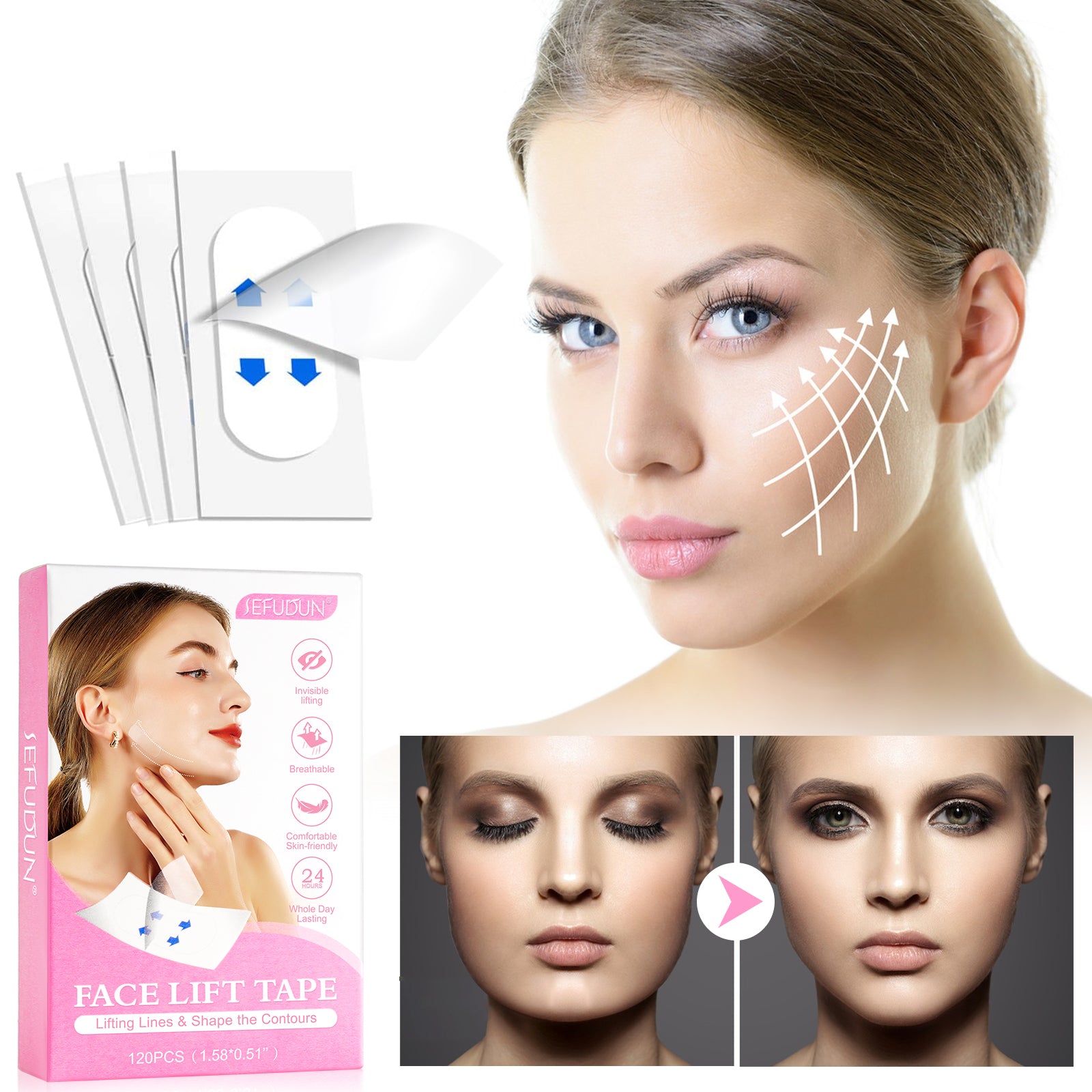 SEFUDUN Face Lift Tapes, 120pcs