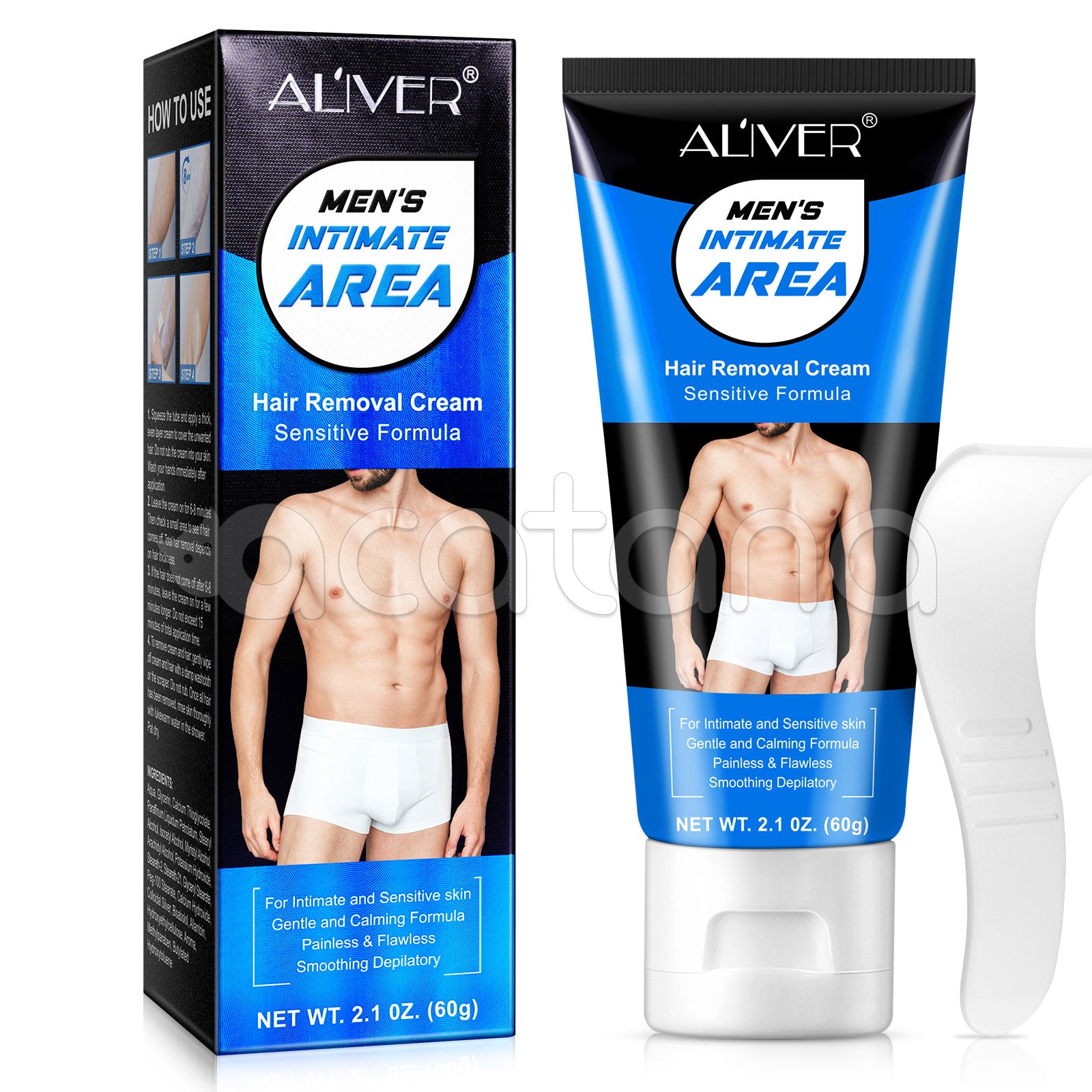 ALIVER Intimate Area Hair Removal Cream for Men, 60g