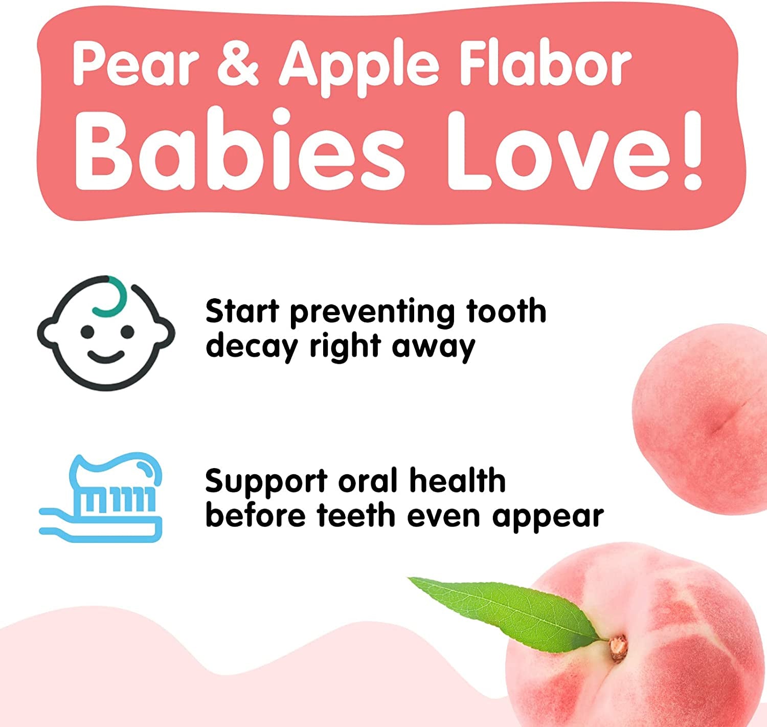 ALIVER Peach Flavor Foam Toothpaste for Kids, 60ml