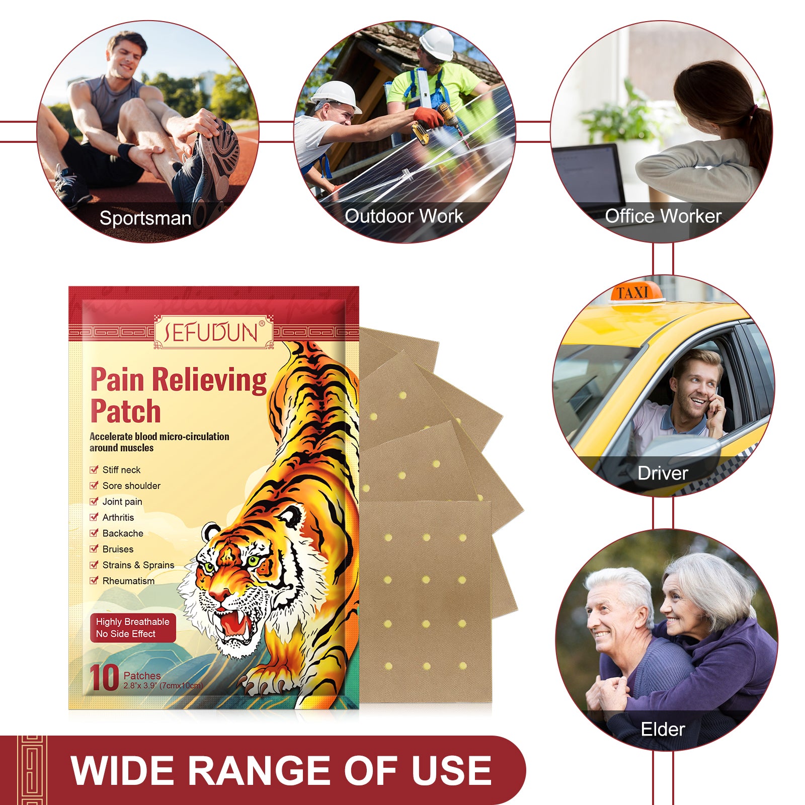 SEFUDUN Pain Relieving Patches, pack of 10pcs