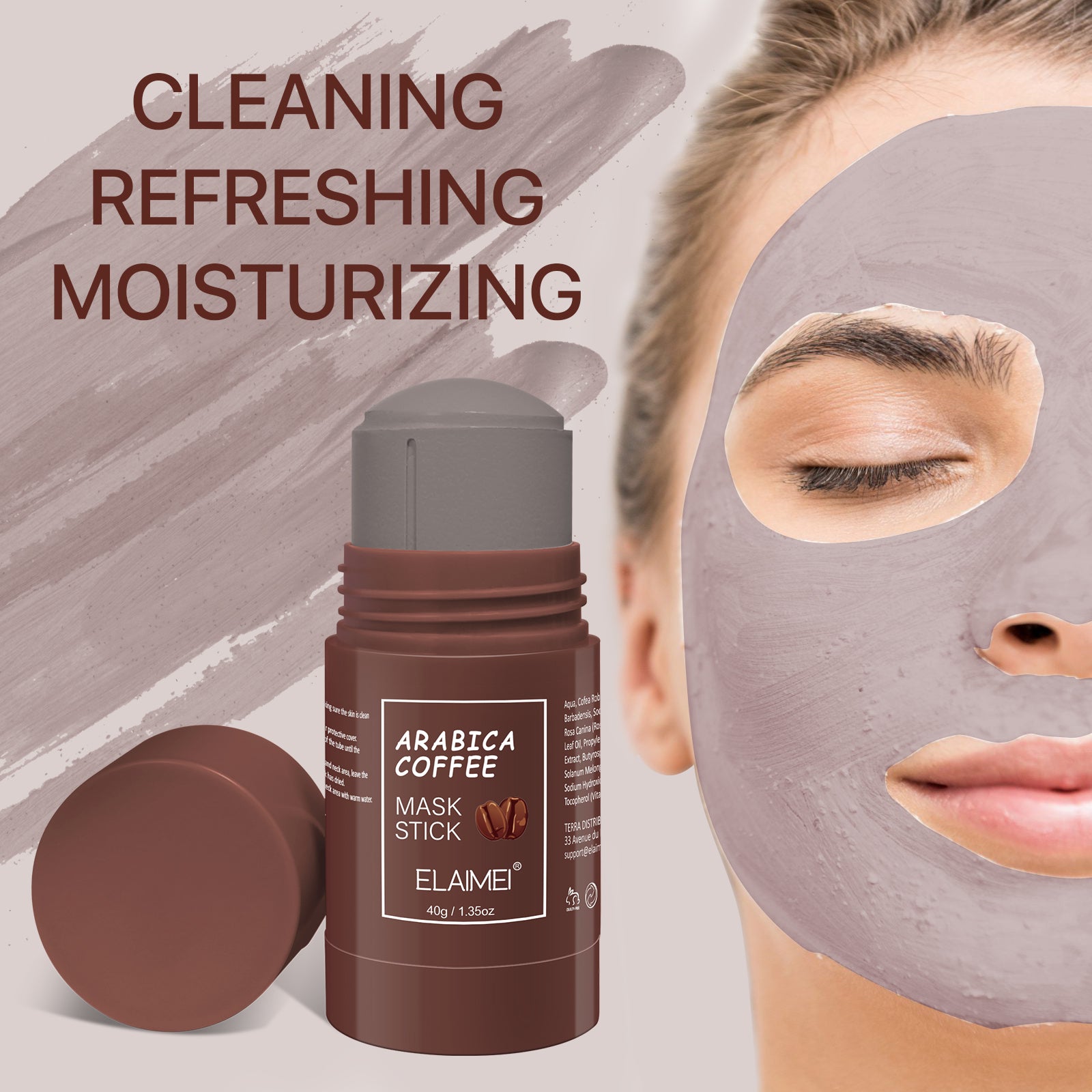 ELAIMEI Arabica Coffee Purifying Clay Mask Stick, 40g