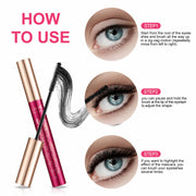 ELAIMEI Black 4D Silk Fiber Eyelash Mascara, Waterproof Makeup 10ml