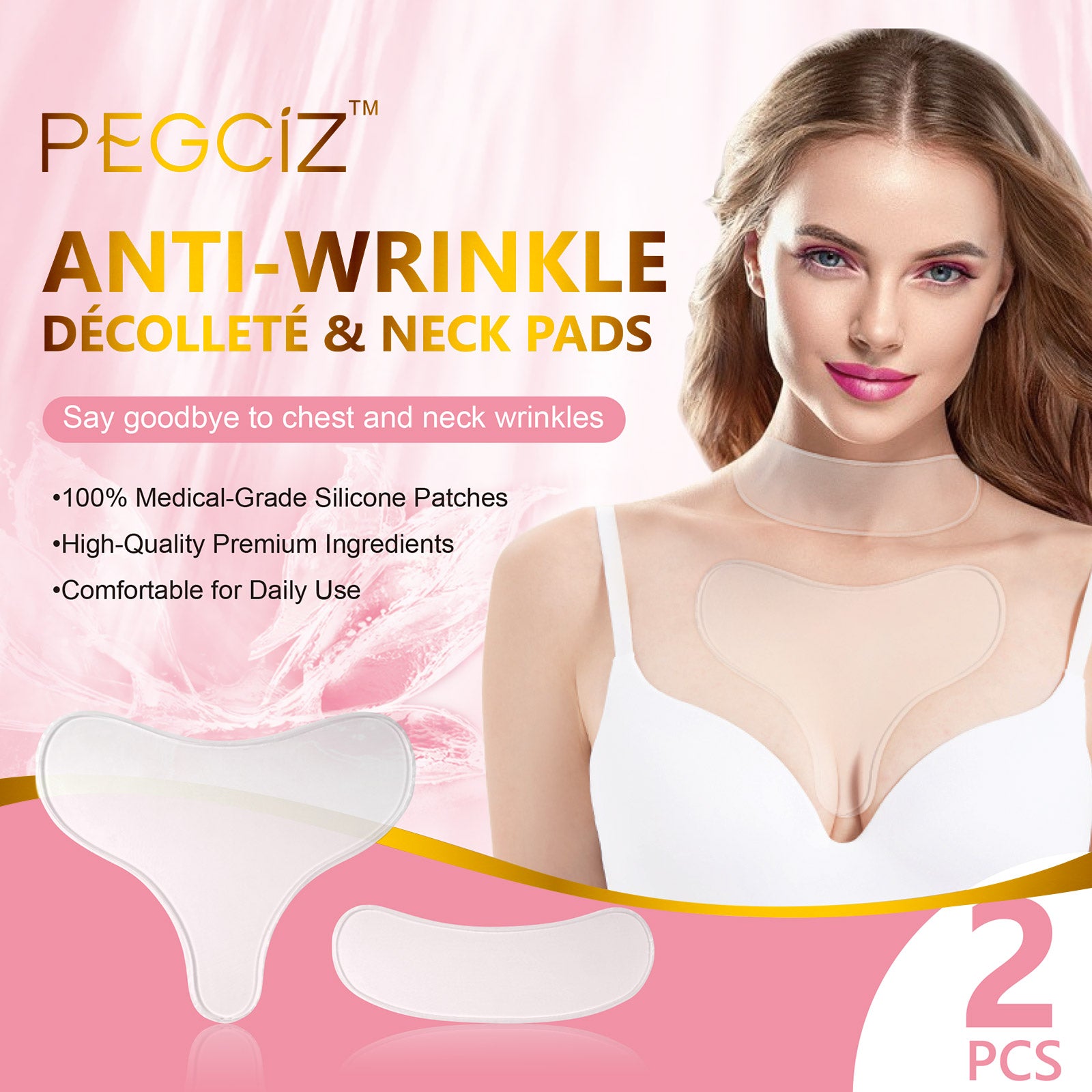 PEGCIZ Anti Wrinkle Decollete & Neck Pads, pack of 2pcs