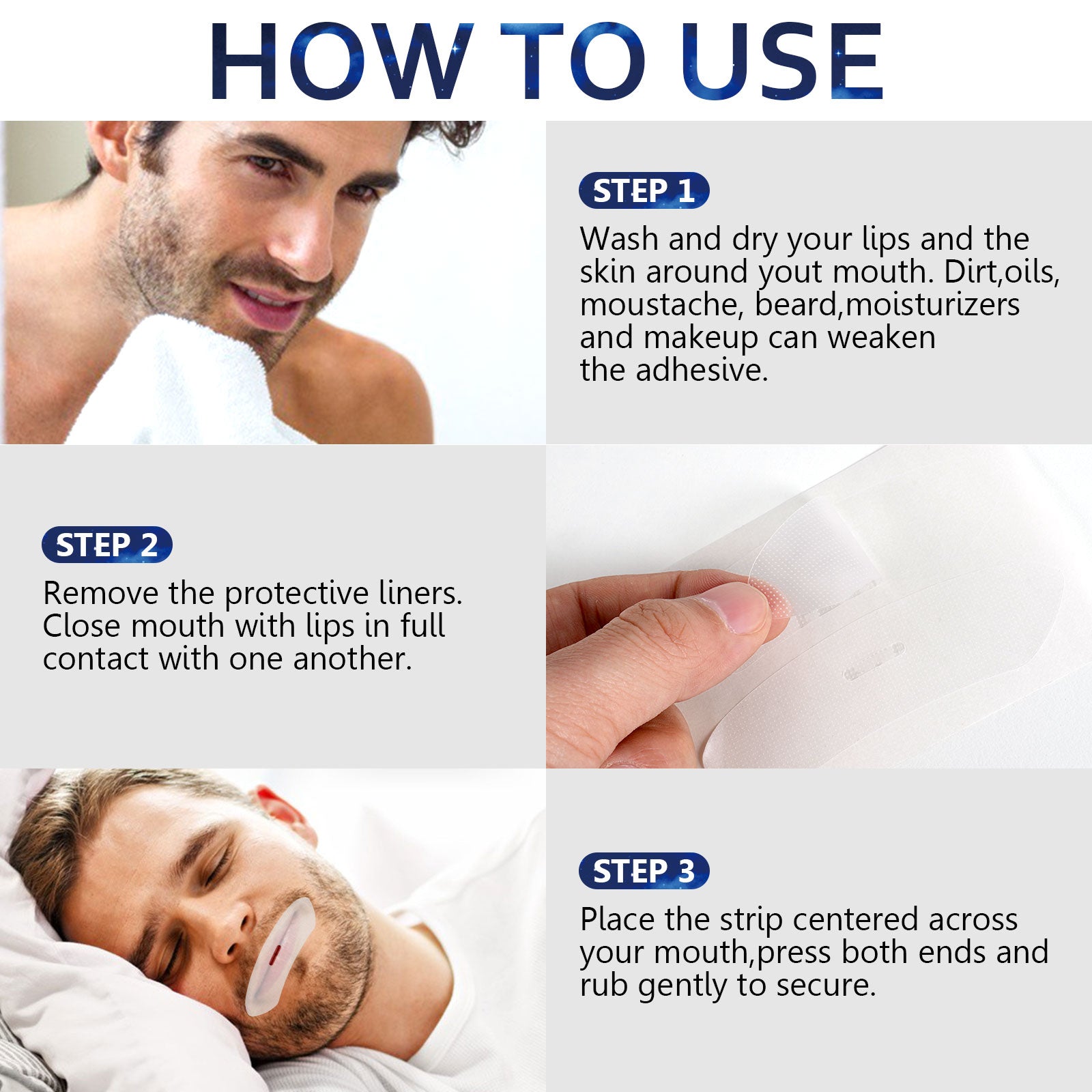 ValleyLux Anti Snoring Sleep Strips Gentle Mouth Tape for Nose Breathing Low Loud Snoring Relief 90 pcs