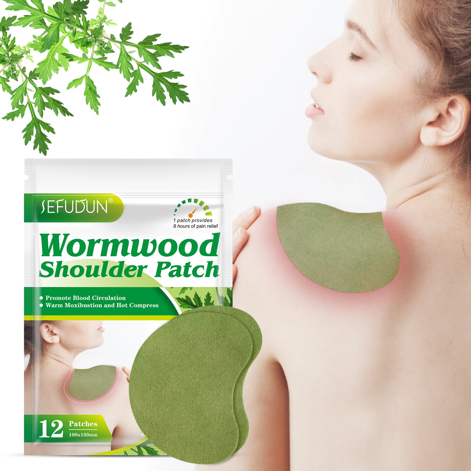 SEFUDUN Wormwood Shoulder Pain Relief Patches, 12pcs