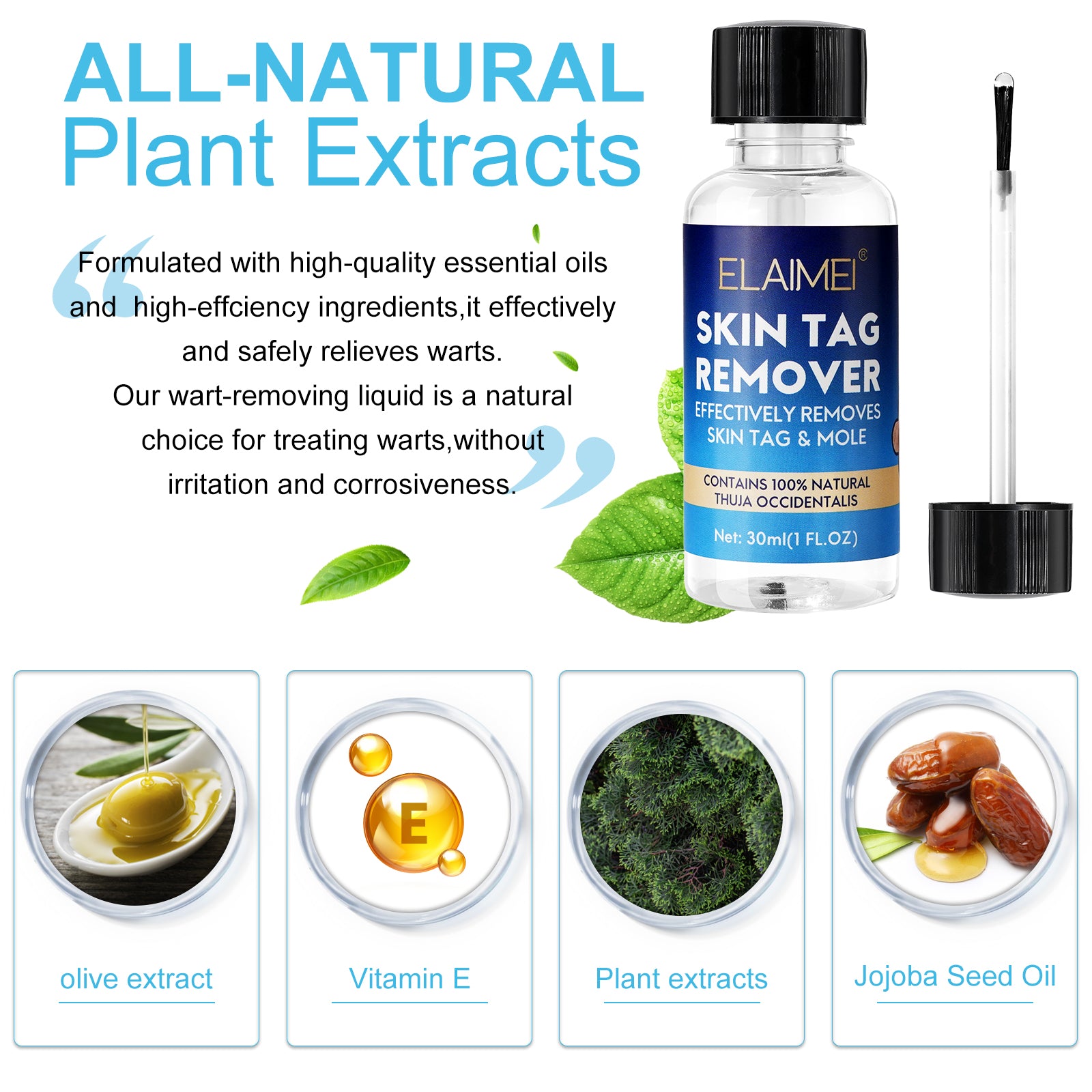 ELAIMEI Skin Tag Remover, Wart & Mole Body Liquid, 30ml