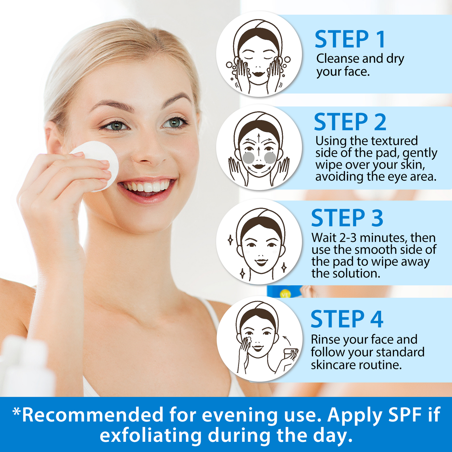 ALIVER Glycolic Acid Exfoliating Pads, 40pcs