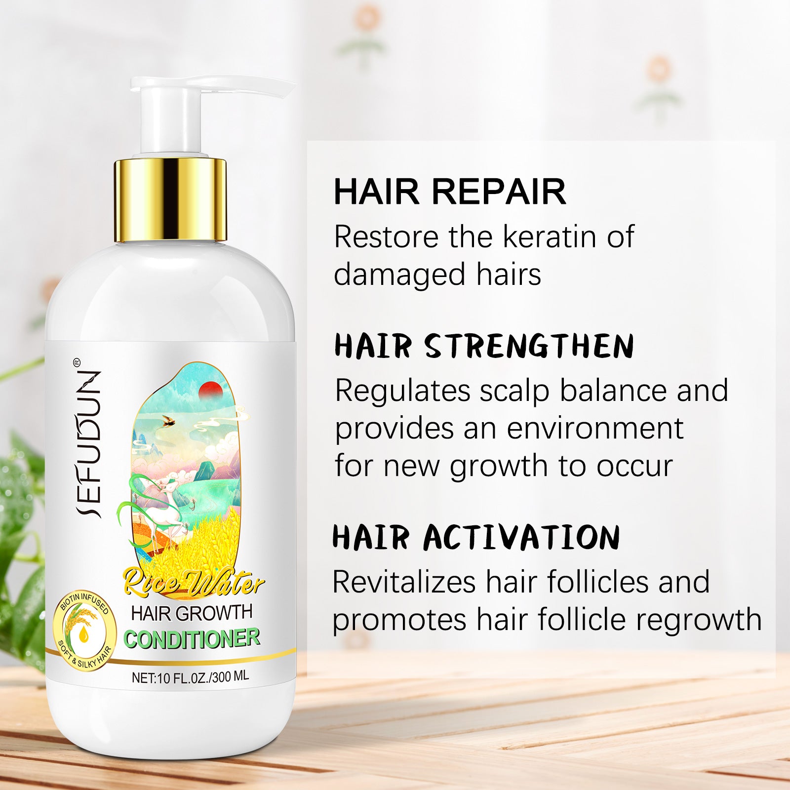 SEFUDUN Rice Water Hair Growth Conditioner, 300ml