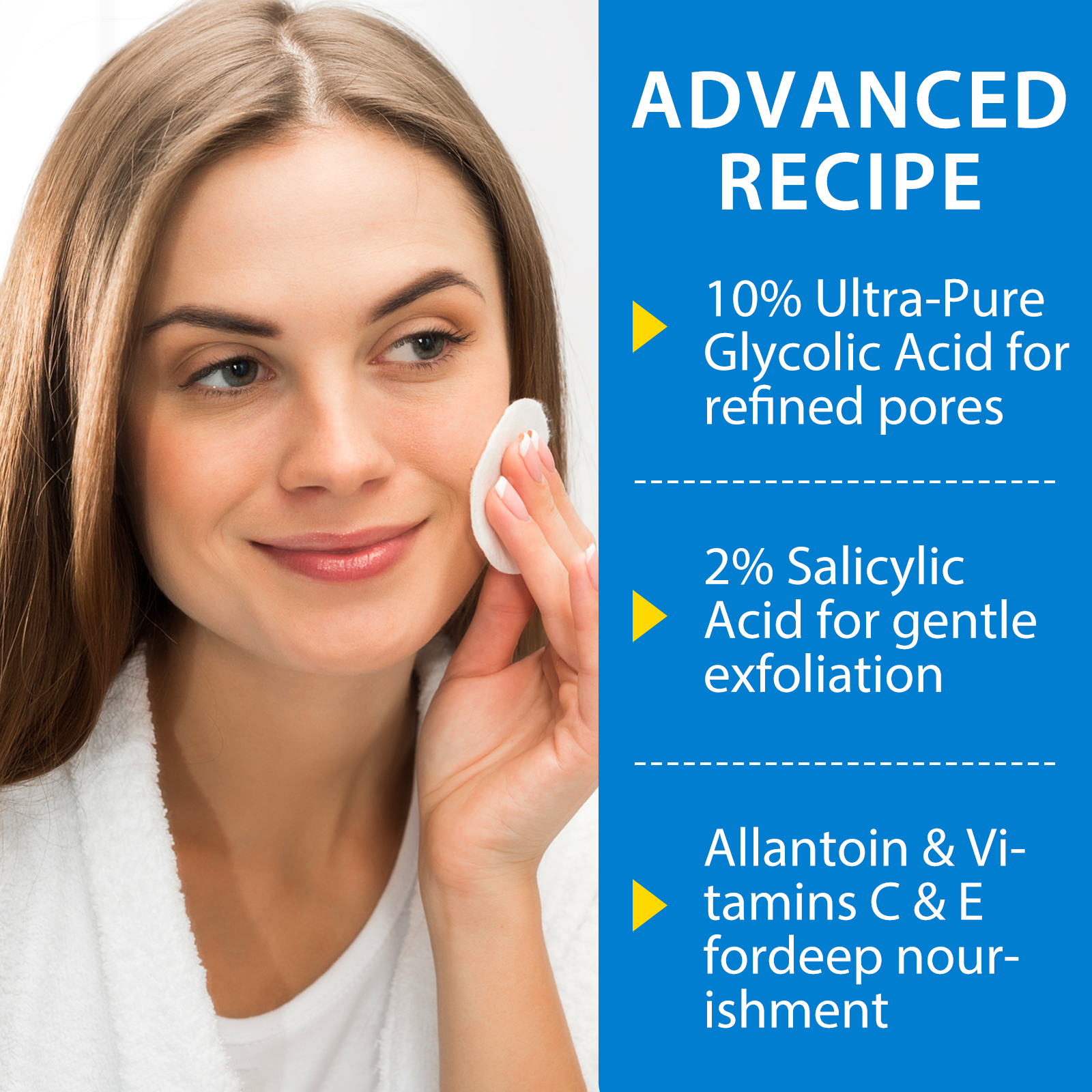ALIVER Glycolic Acid Exfoliating Pads, 40pcs