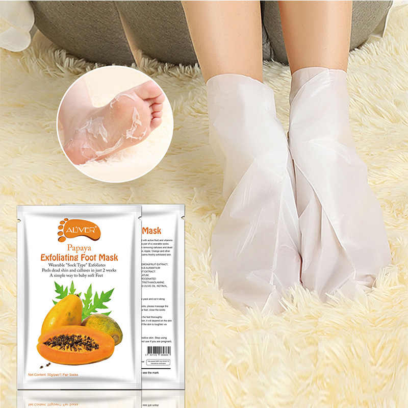 Aliver Papaya Soft Foot Peel Mask for Feet Dead Skin Remover