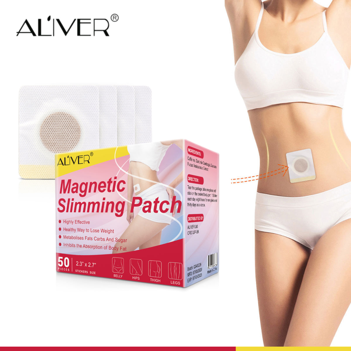 ALIVER Magnetic Fat Burning and Slimming Patches, 50pcs