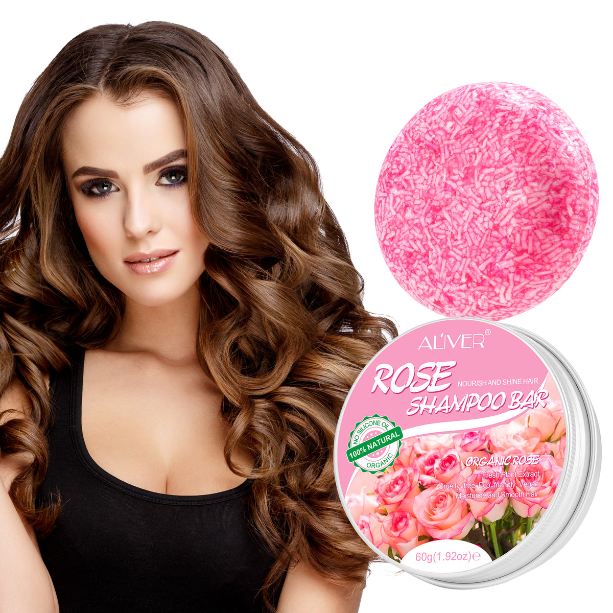 ALIVER Organic Rose Hair Growth Shampoo Bar, 60g