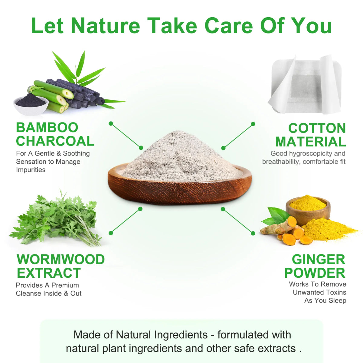 SEFUDUN Natural Detox Foot Patches with Bamboo Vinegar & Ginger, 10pcs