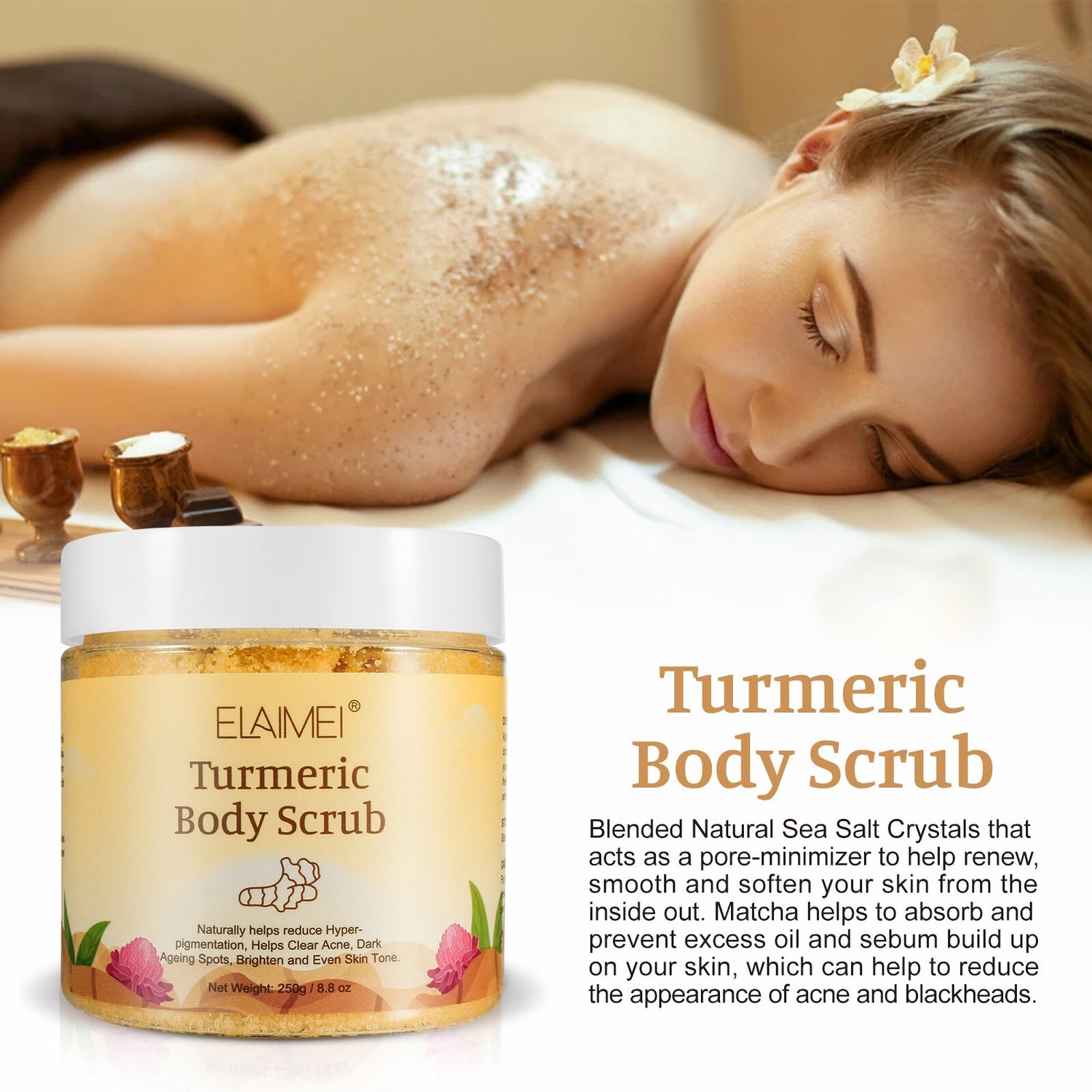 ELAIMEI Exfoliating Turmeric Body Scrub, 250g