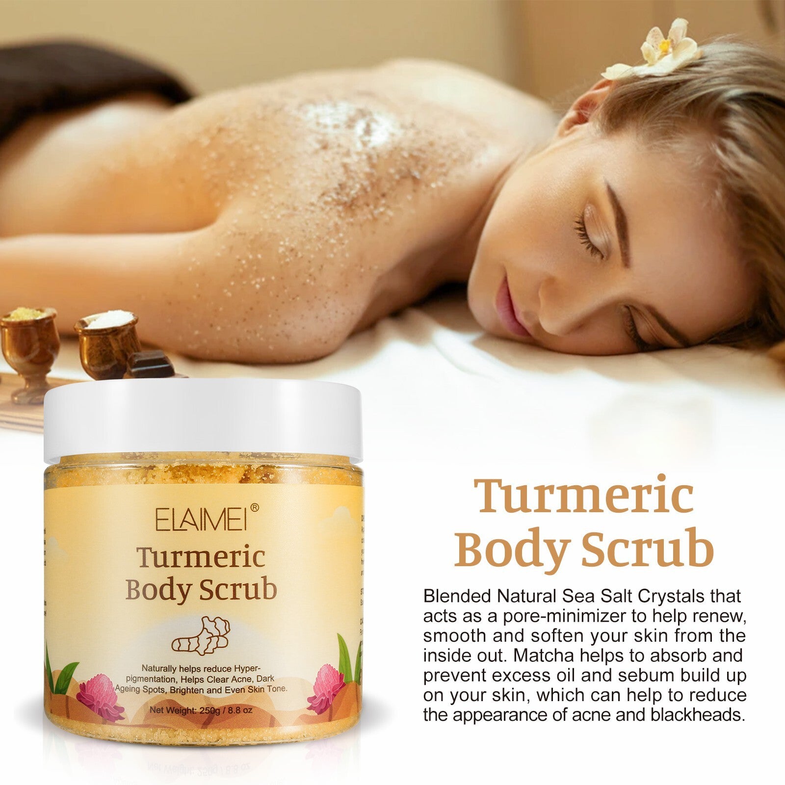 ELAIMEI Exfoliating Turmeric Body Scrub, 250g