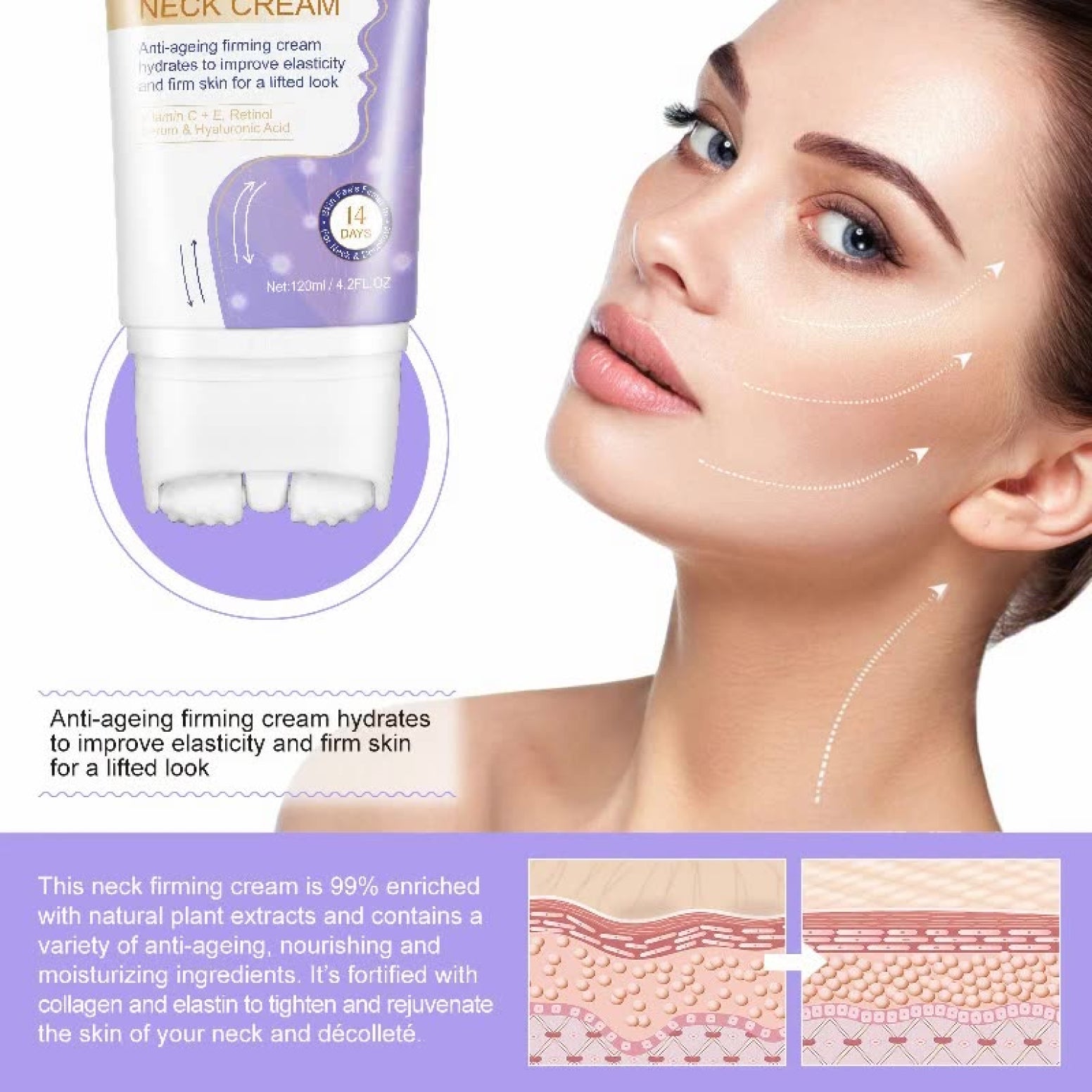 ELAIMEI Anti Wrinkle Firming Neck Cream, 120ml