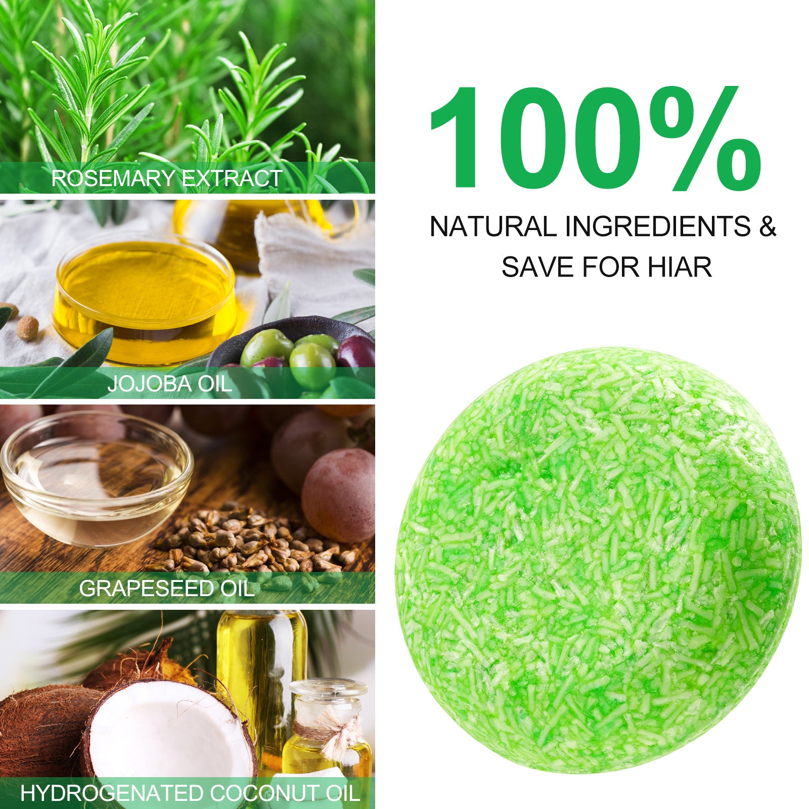 ALIVER Organic Rosemary Hair Growth Shampoo Bar, 60g