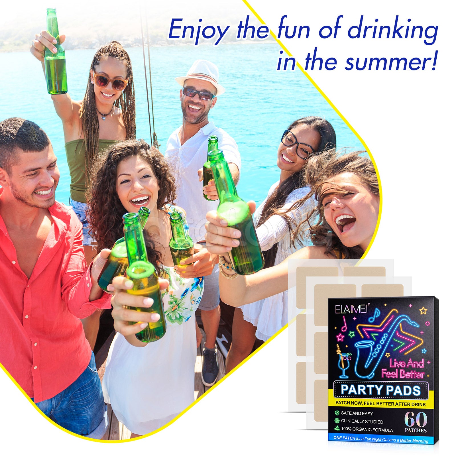 ELAIMEI Anti Hangover Party Pads, 60pcs