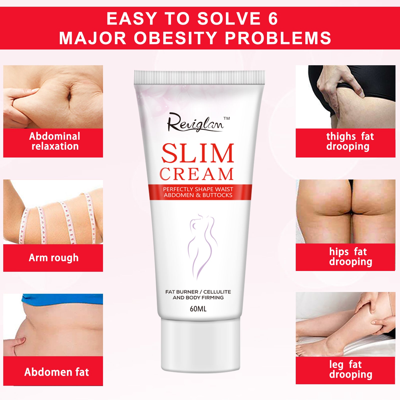 Reviglam Effective Slimming Body Cream Weight Loss Fat Burner Cellulite Removal Full Firming Shape Shaping Waist Abdomen and Buttocks