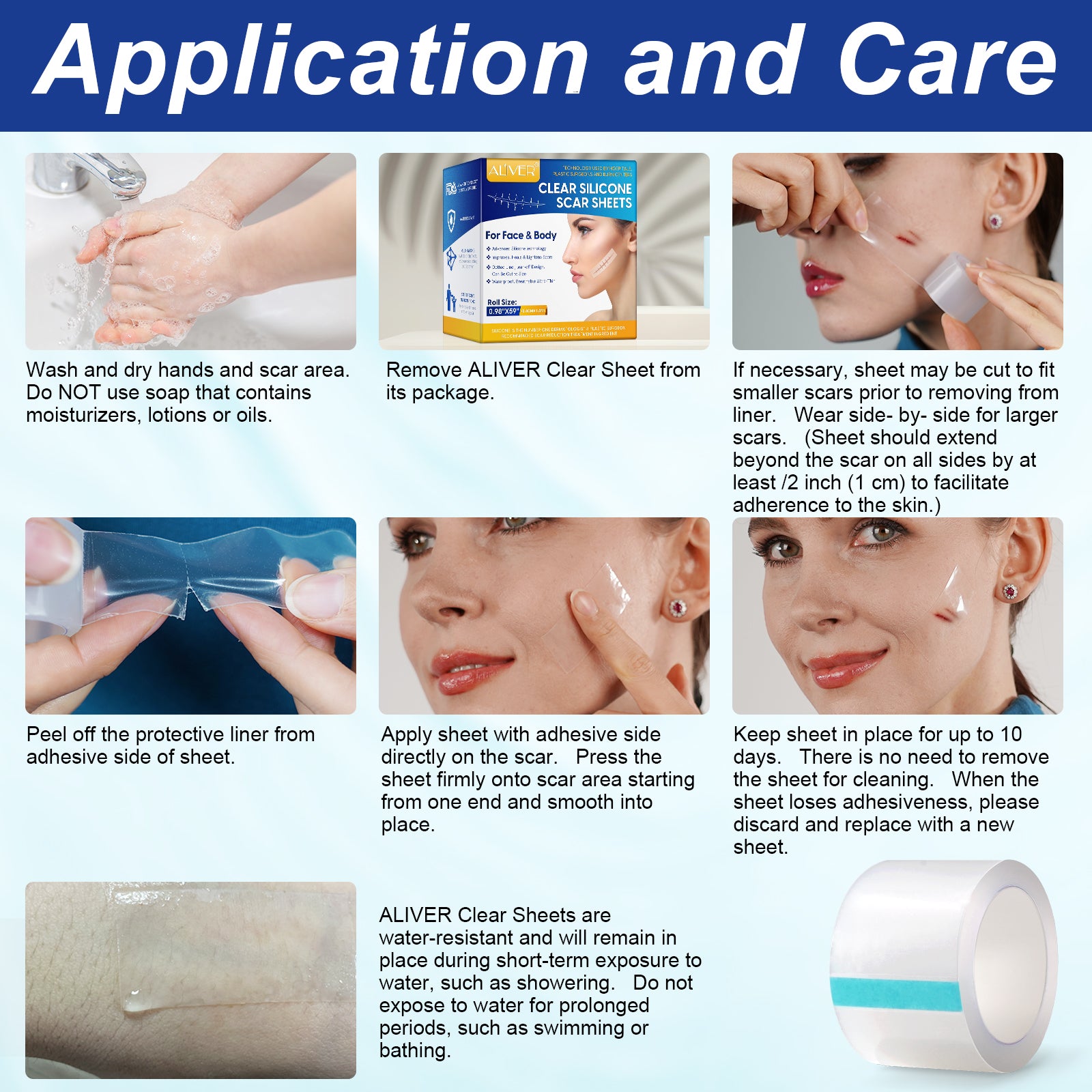 ALIVER Silicone Scar Removal Sheet, 1.5m