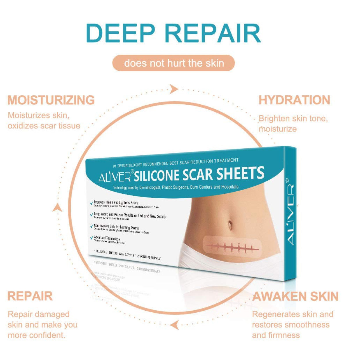 Aliver Silicone Gel Sheets for Scar Removal Treatment Repair