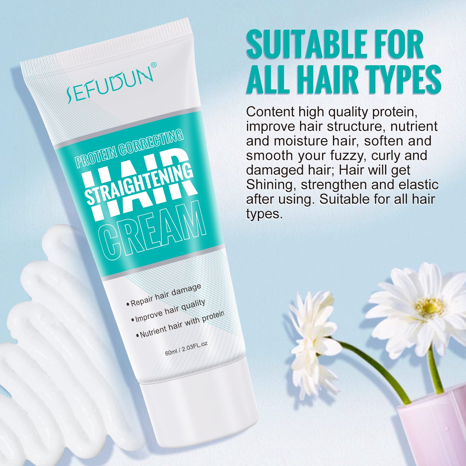 SEFUDUN Hair Straightening Cream, 60ml