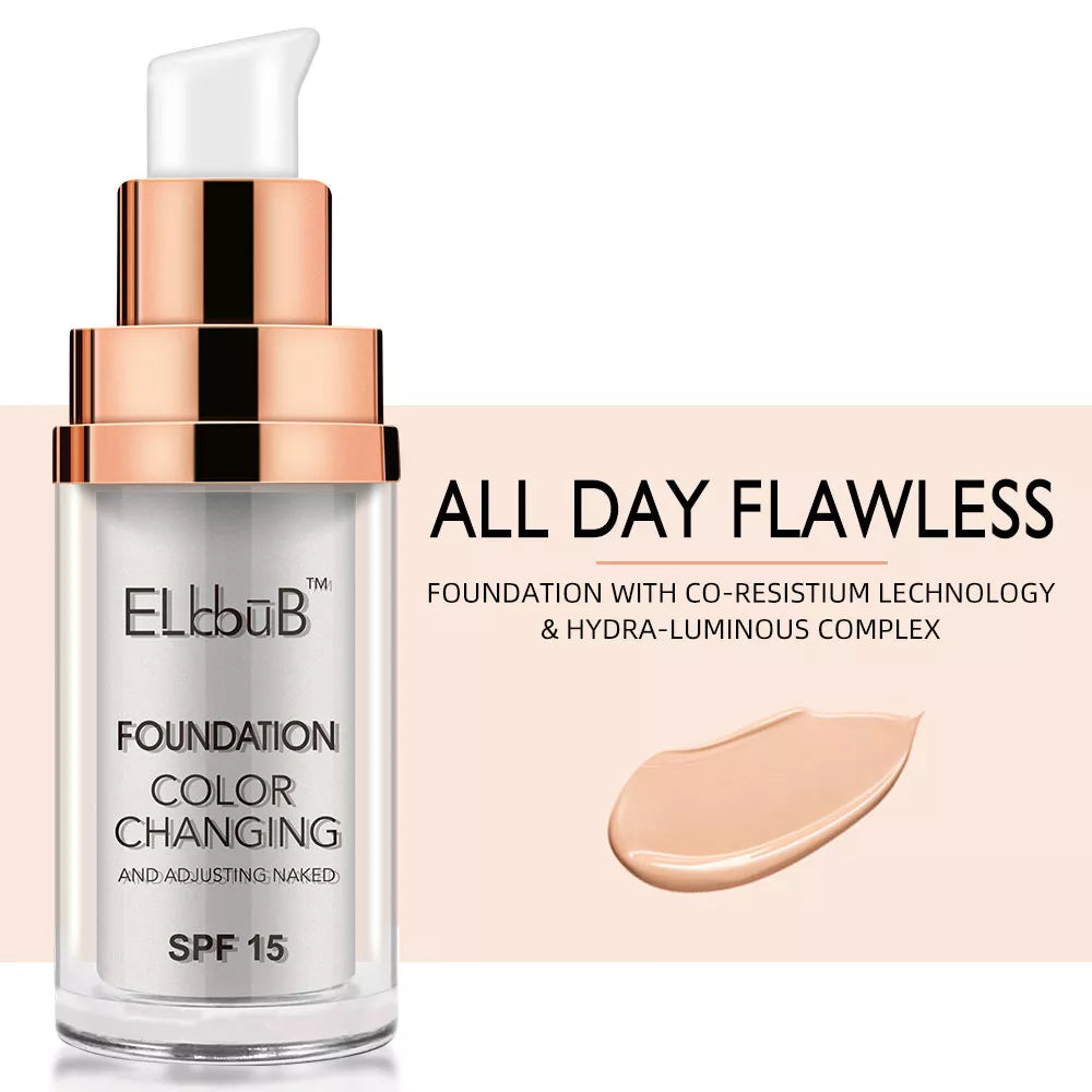 Elbbub Magic Color Changing Foundation Skin Tone Makeup Full Coverage Flawless Change Skin Tone All Colors