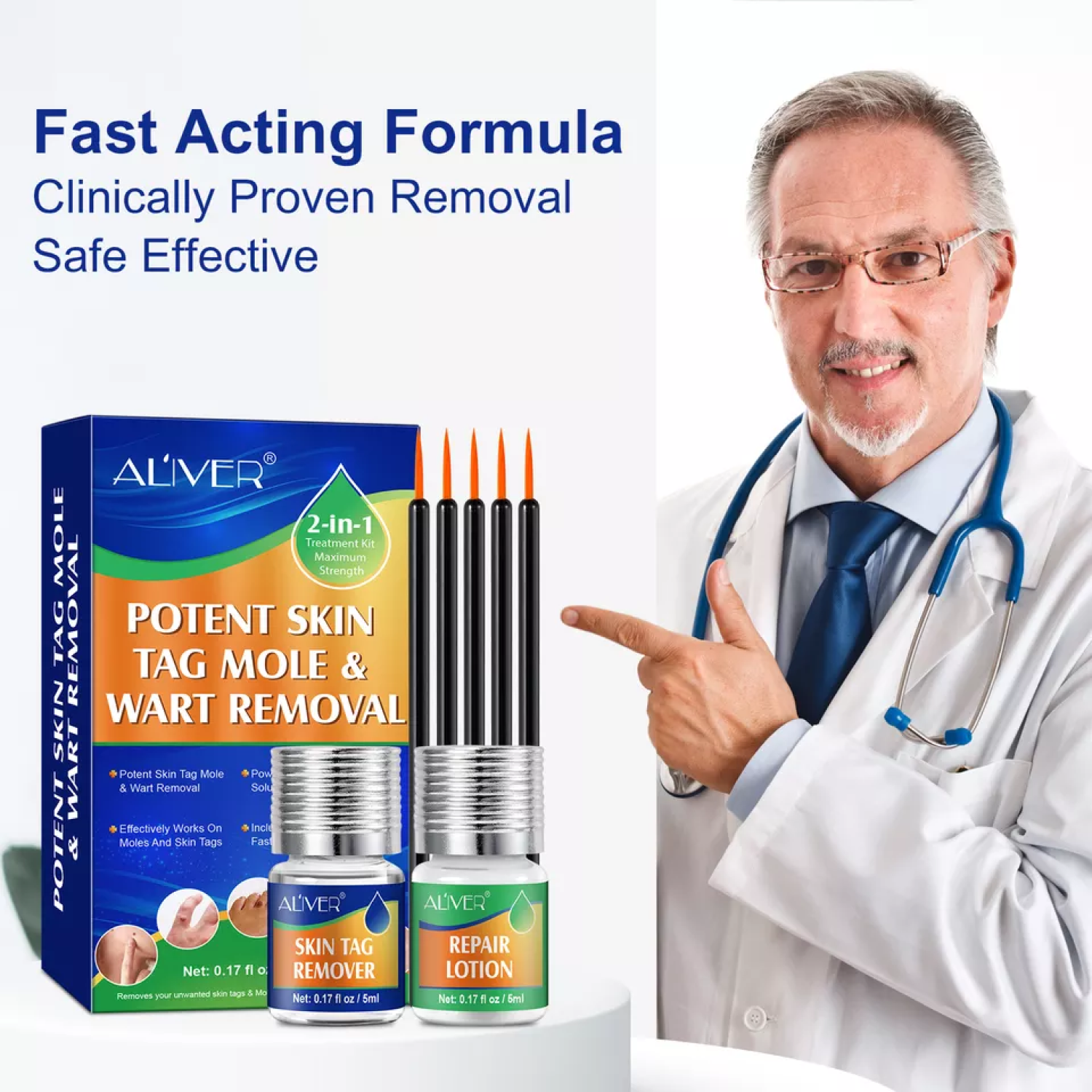 ALIVER 2in1 Effective Body Skin Tag Mole & Wart Removal Kit