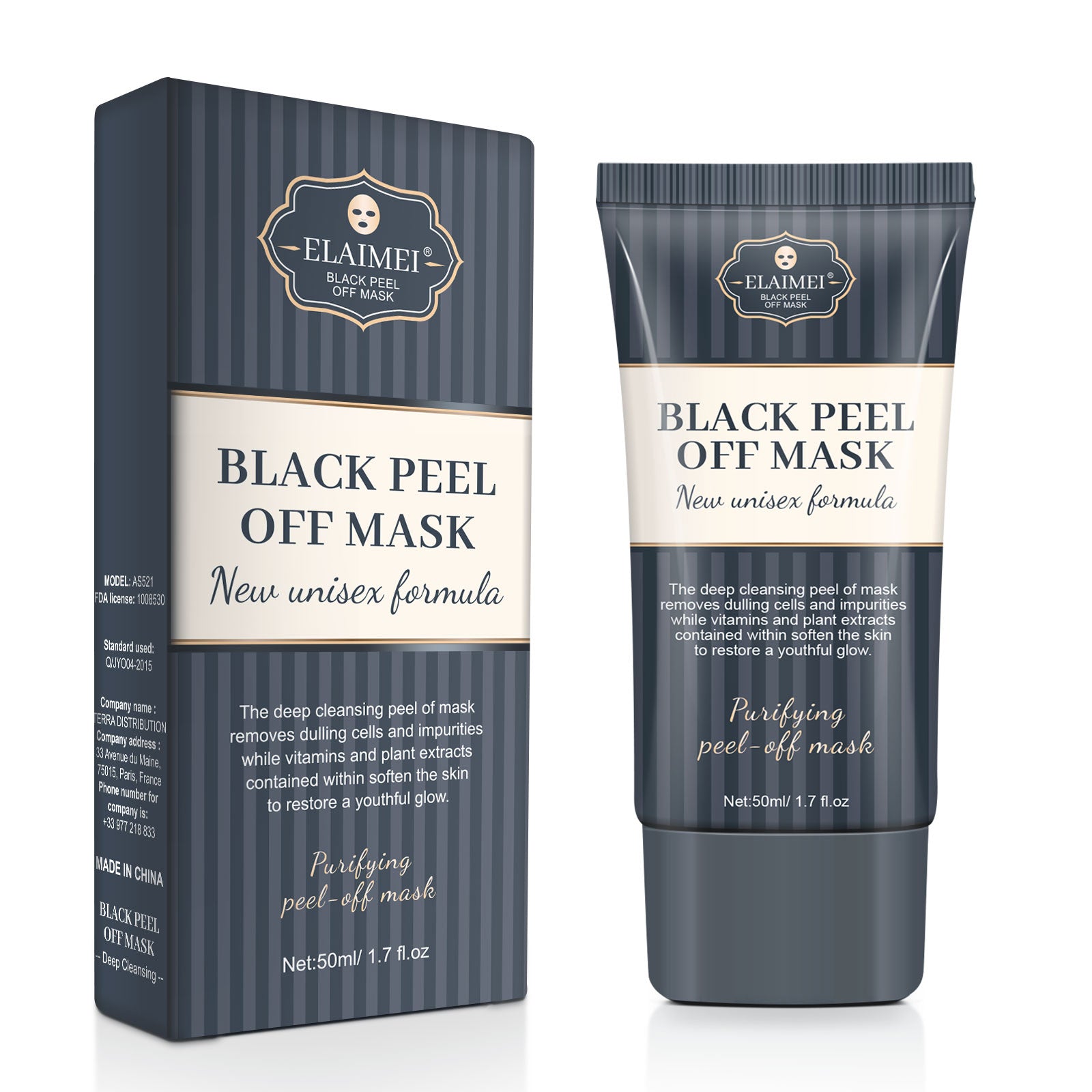 Elaimei Charcoal Black Mask Peel Off Mask Deep Face Nose Pores Cleansing Purifying Blackhead Acne Remover Facial Skin Oil Cleaner