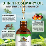 ALIVER Pure Rosemary Oil with Black Castor & Batana Oil for Hair Growth, 60ml