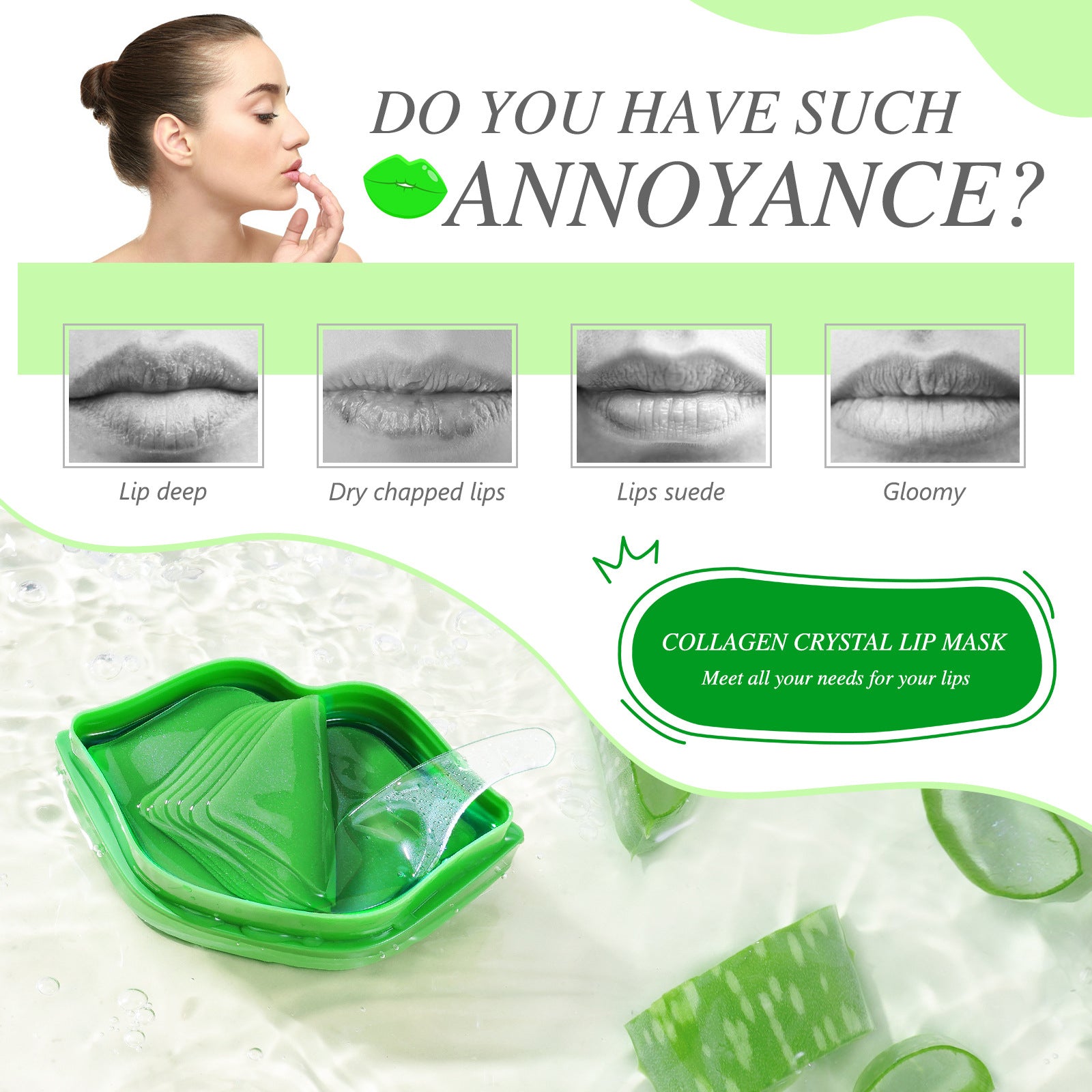 SEFUDUN Aloe Vera Lip Mask, pack of 20pcs