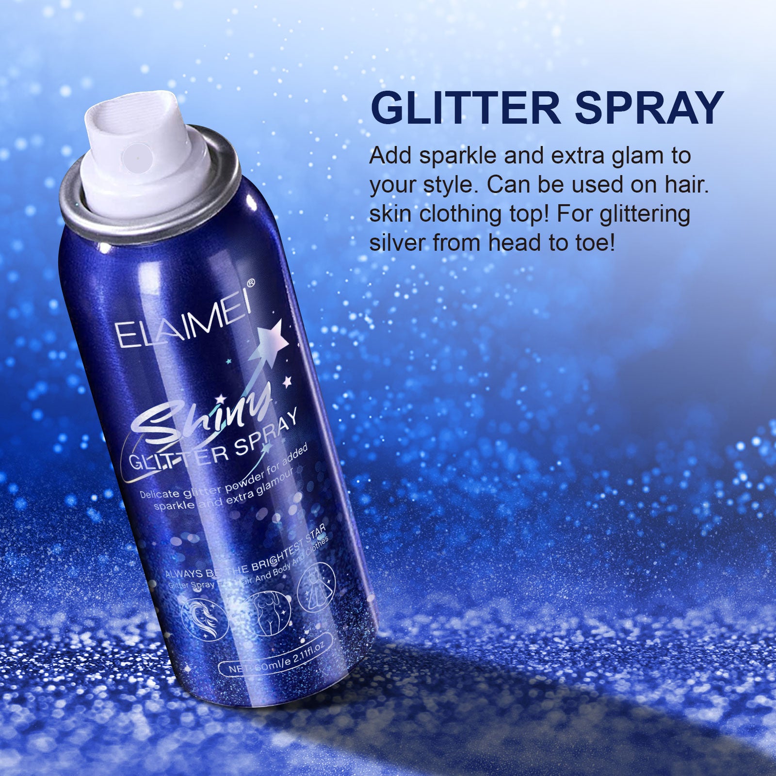 Elaimei Shiny Glitter Spray for Body Hair Makeup