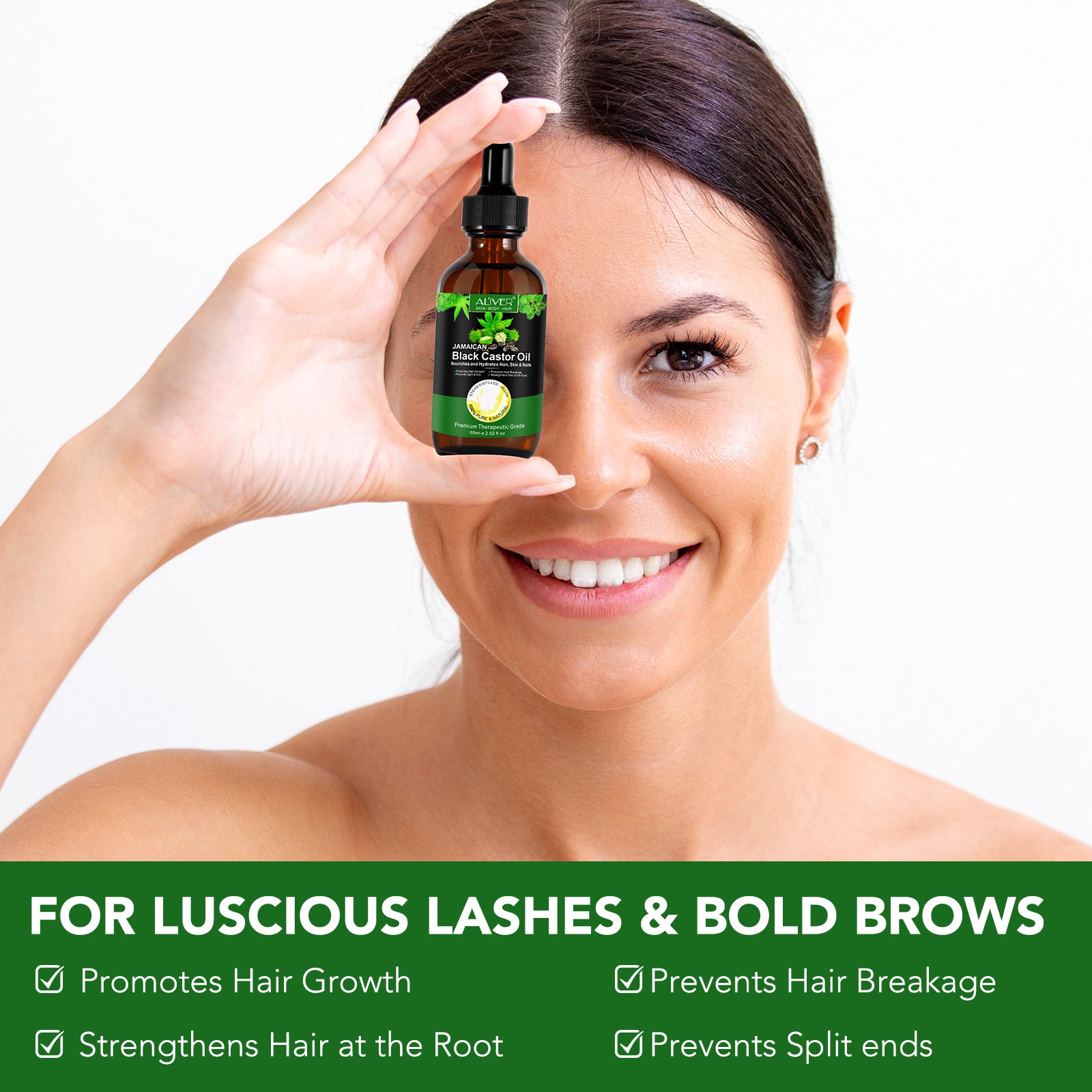 ALIVER Jamaican Black Castor Oil for Hair Growth, 60ml