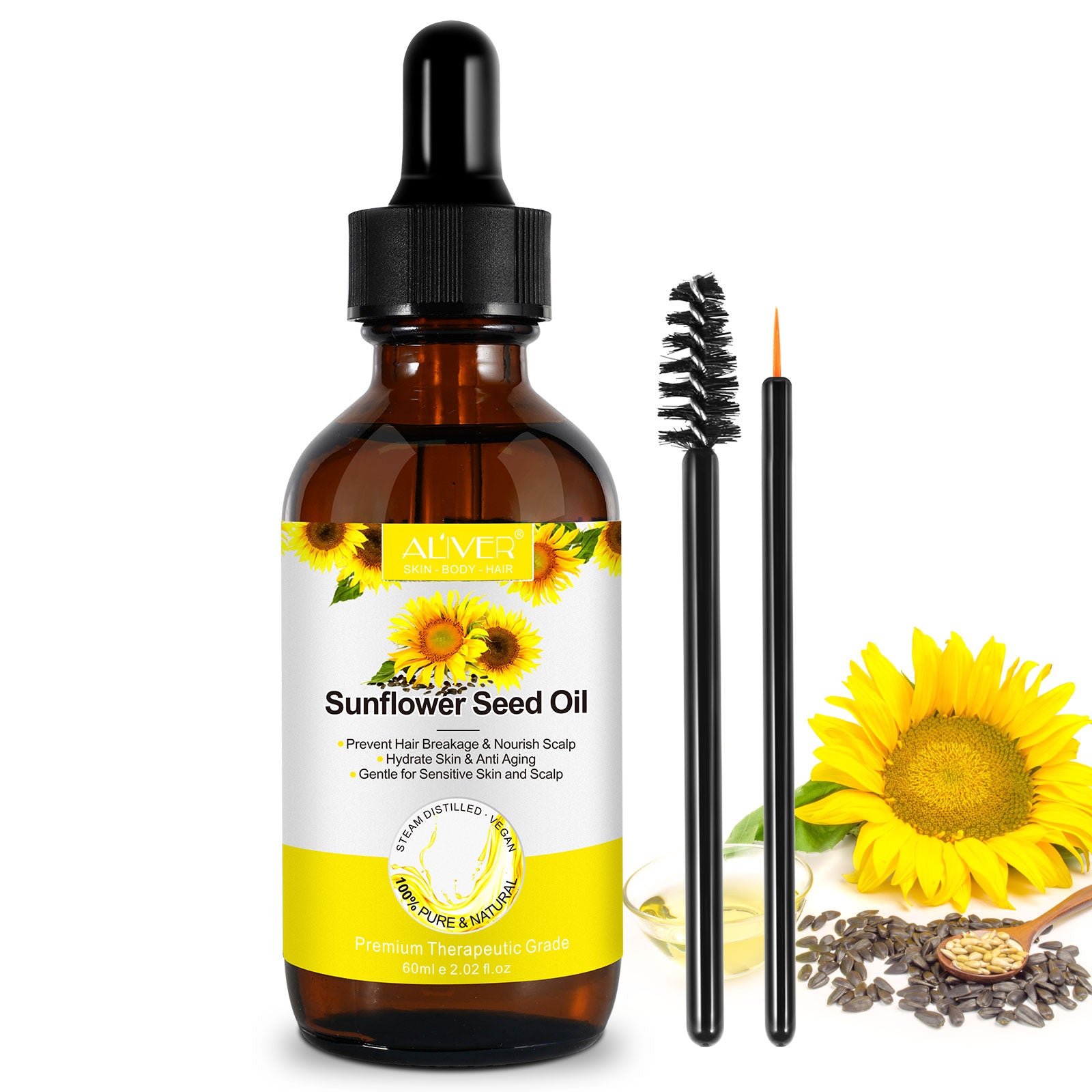 ALIVER Pure Sunflower Seed Oil for Hair, Body & Skin, 60ml