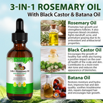 ALIVER Pure Rosemary Oil with Black Castor & Batana Oil for Hair Growth, 60ml