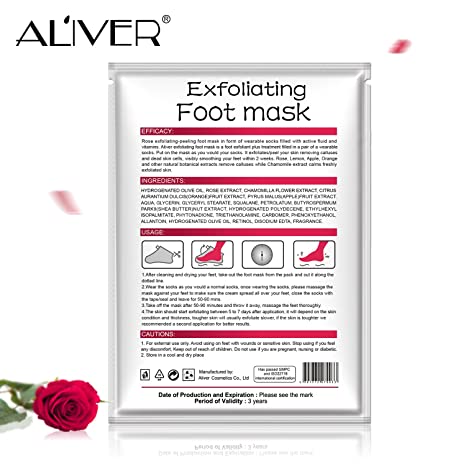 Aliver Rose Soft Foot Peel Mask for Feet Dead Skin Remover