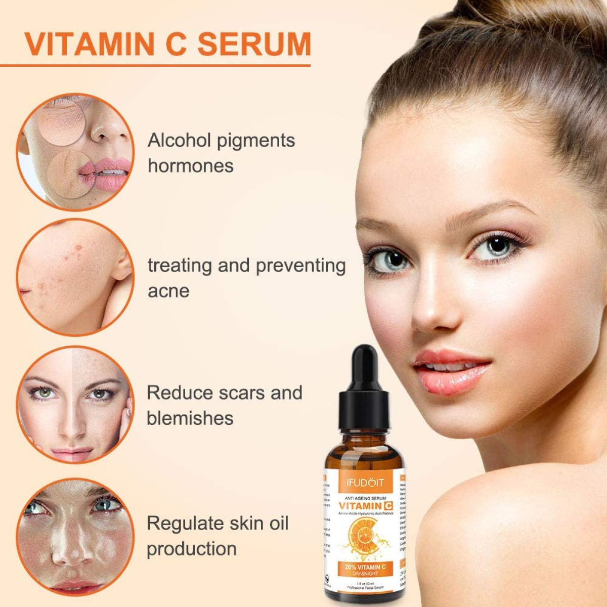 IFUDOIT 20% Vitamin C Serum for Face Skin Moisturizer 30ml