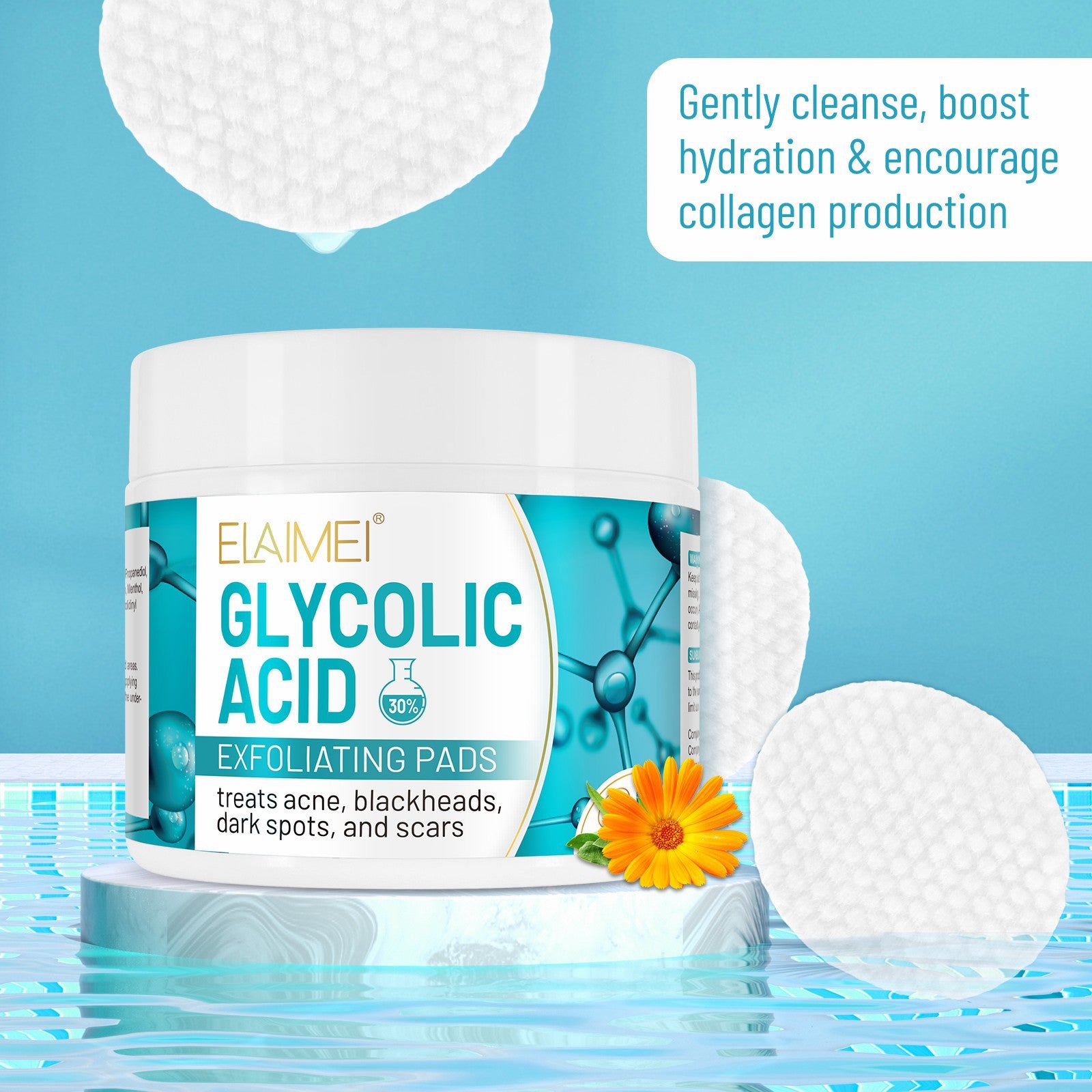 Elaimei Glycolic Acid AHA Chemical Peel Pads for Facial Skin