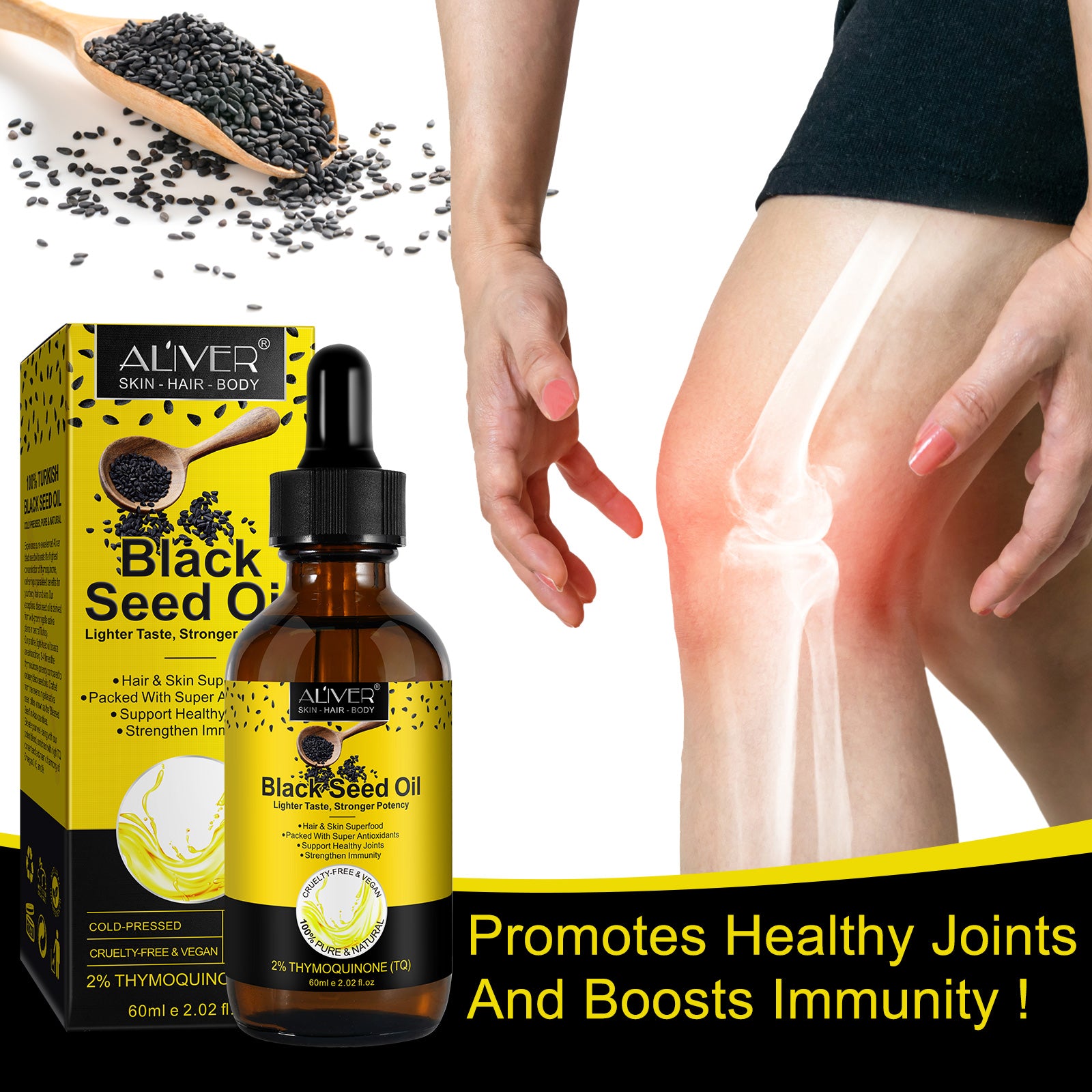 ALIVER Pure Black Seed Oil for Hair Growth, 60ml