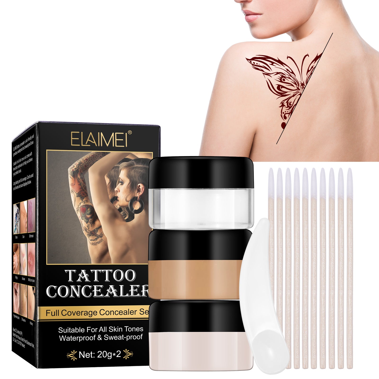 ELAIMEI Tattoo Full Coverage Concealer Set