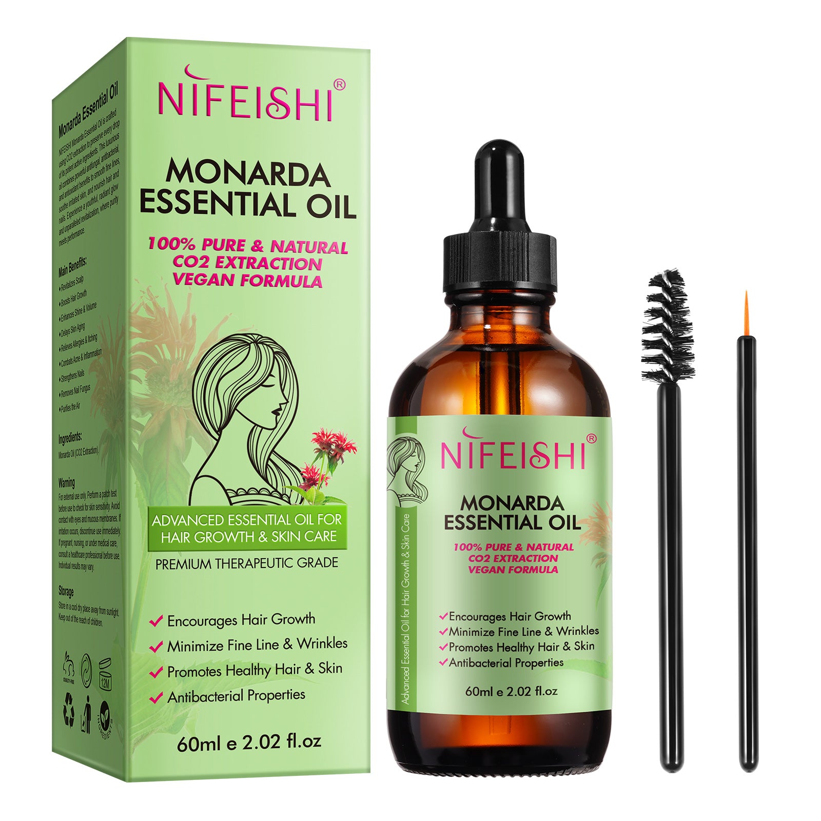 NIFEISHI 100% Pure & Natural Monarda Essential Oil, 60ml