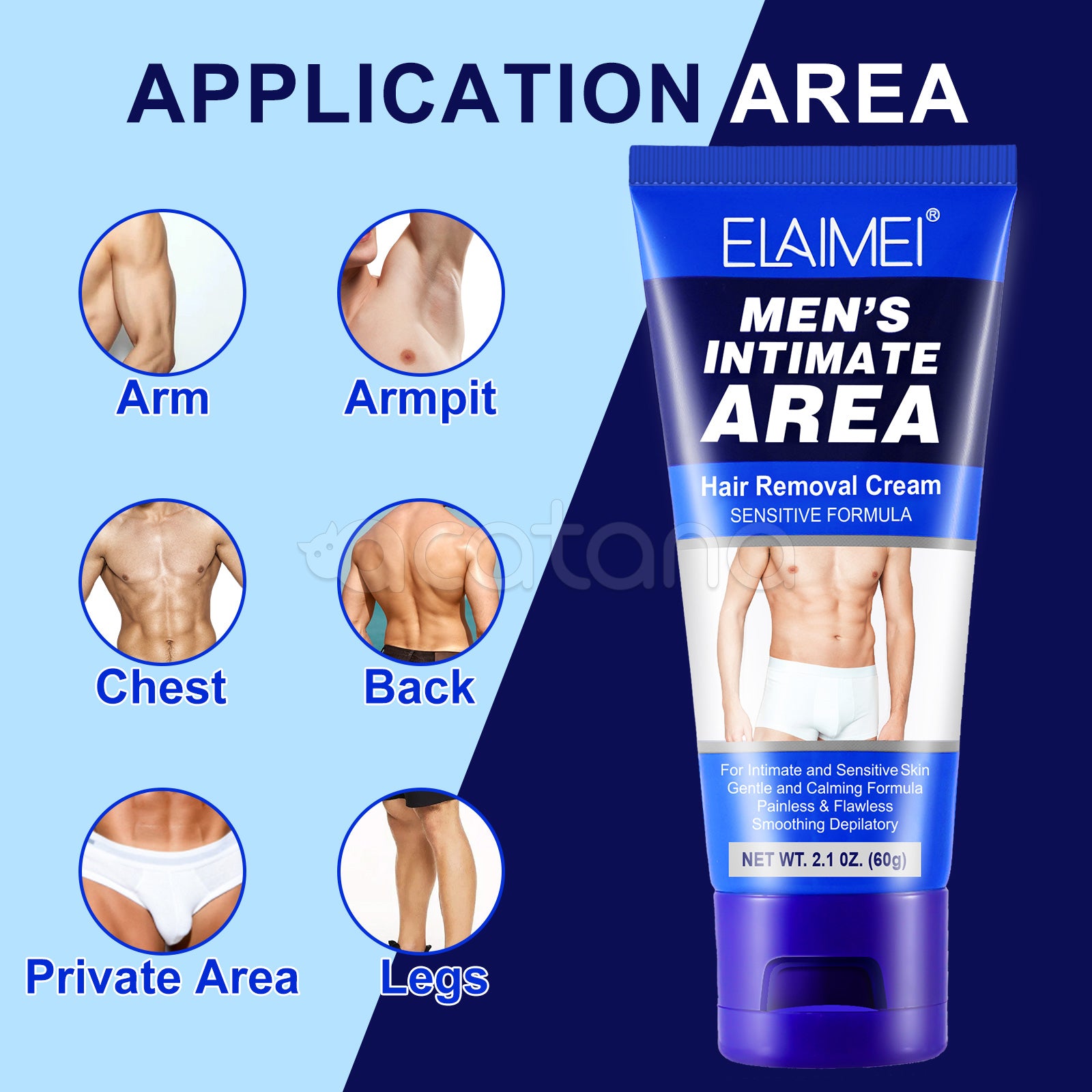 ELAIMEI Body Hair Removal Cream for Men, 60g