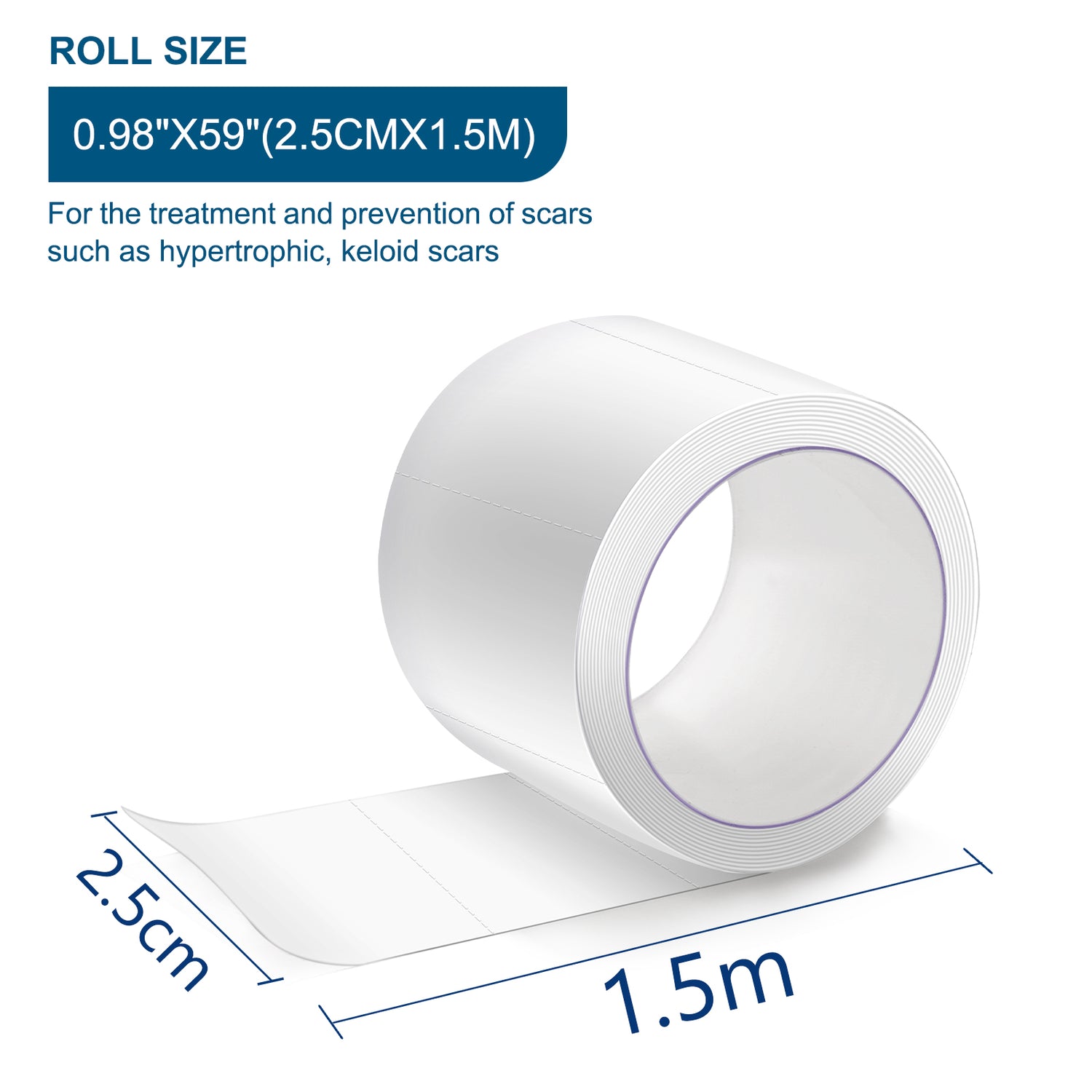 ELAIMEI Clear Silicone Scar Roll Tape, 1.5m