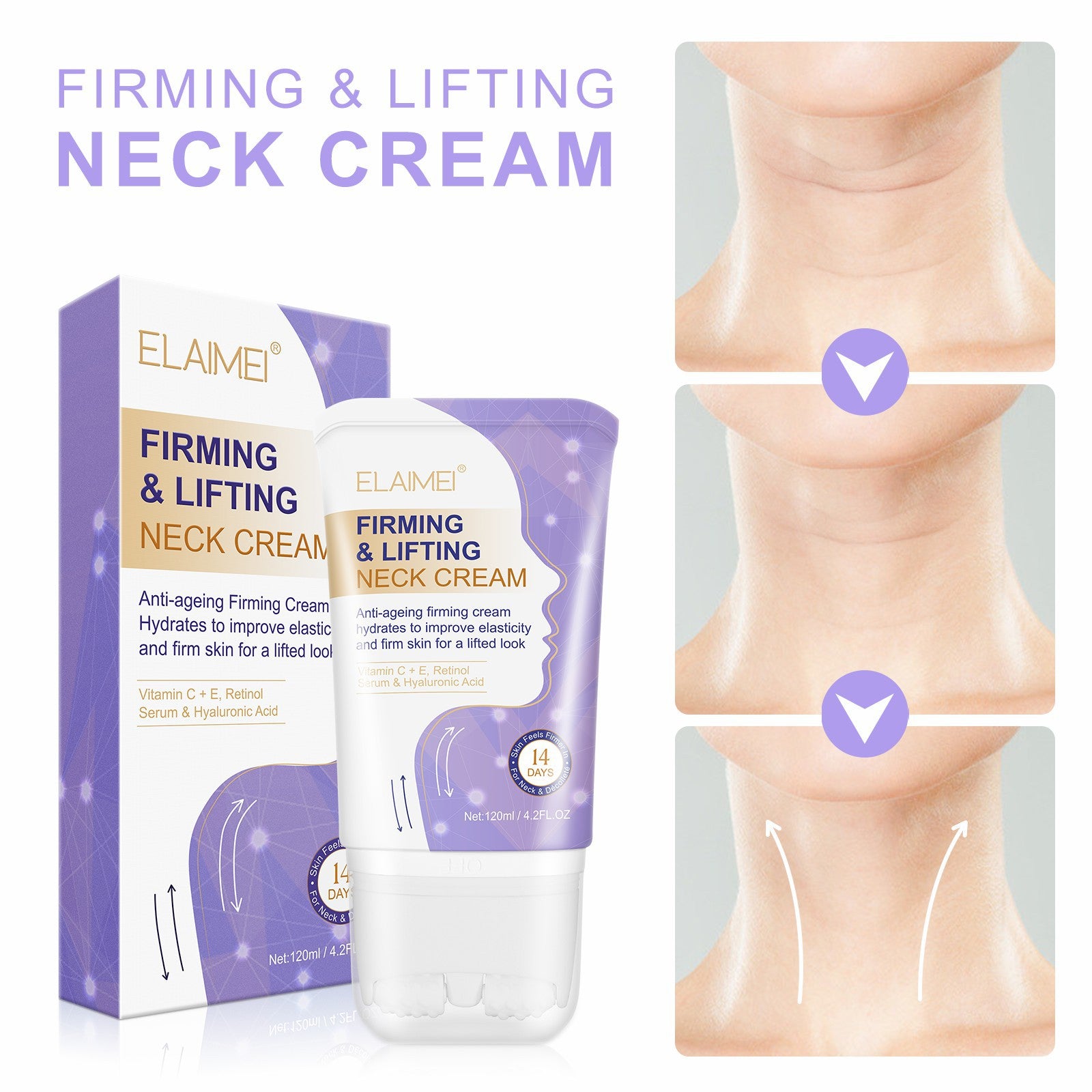 ELAIMEI Anti Wrinkle Firming Neck Cream, 120ml