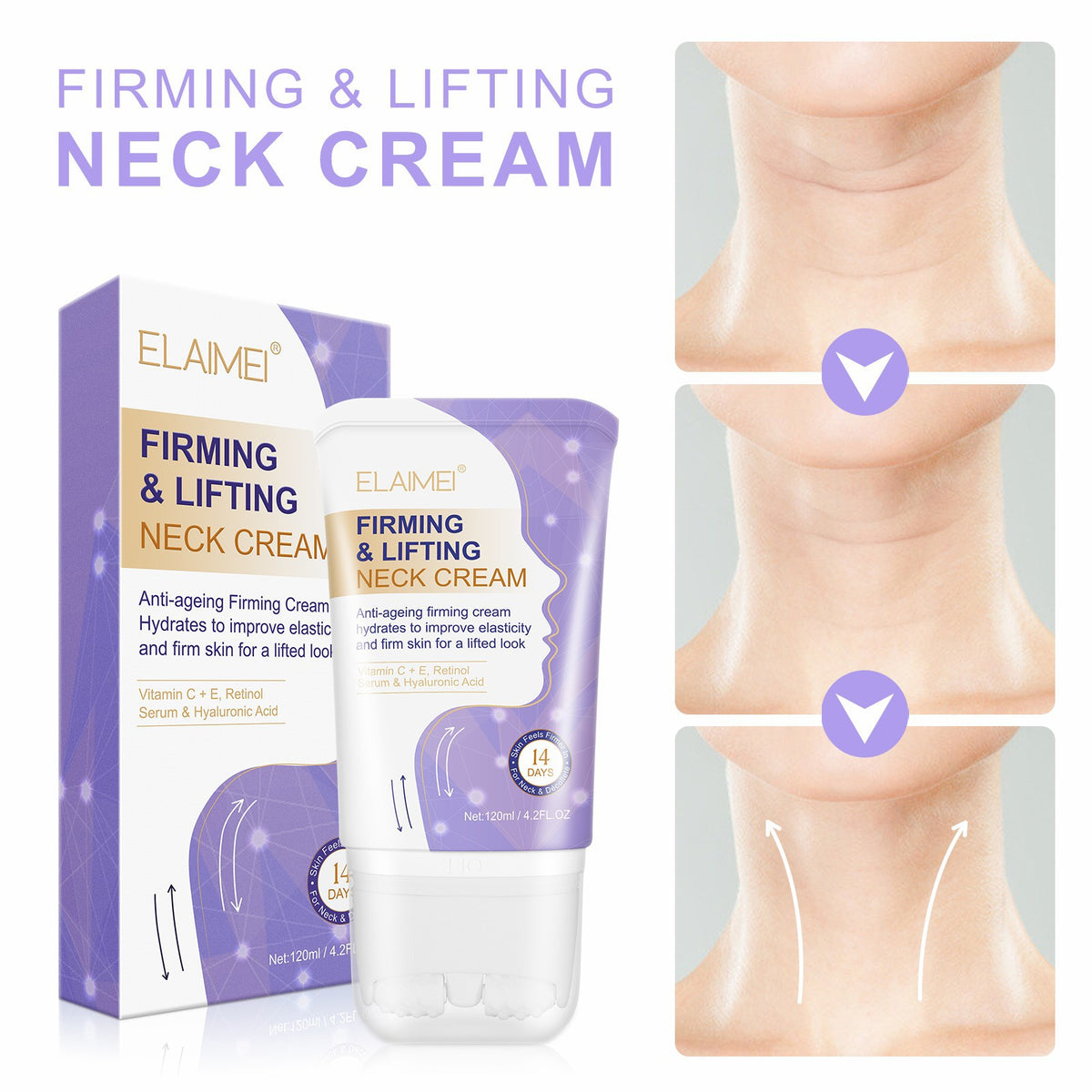 ELAIMEI Anti Wrinkle Firming Neck Cream, 120ml